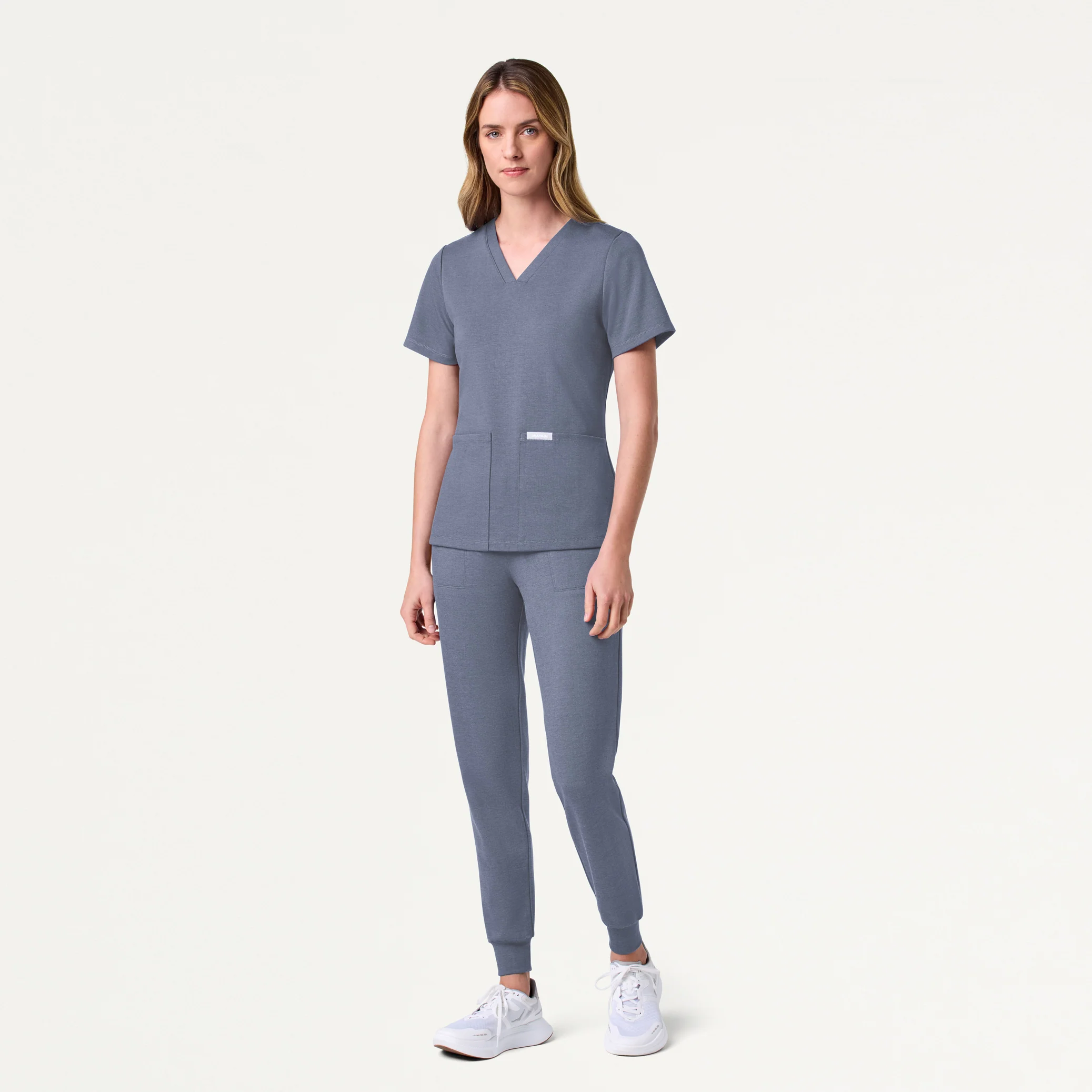 Jaanuu UltraSOFT™ Essential Comfort Women's 6-Pocket Scrub Set - Heather Slate Blue