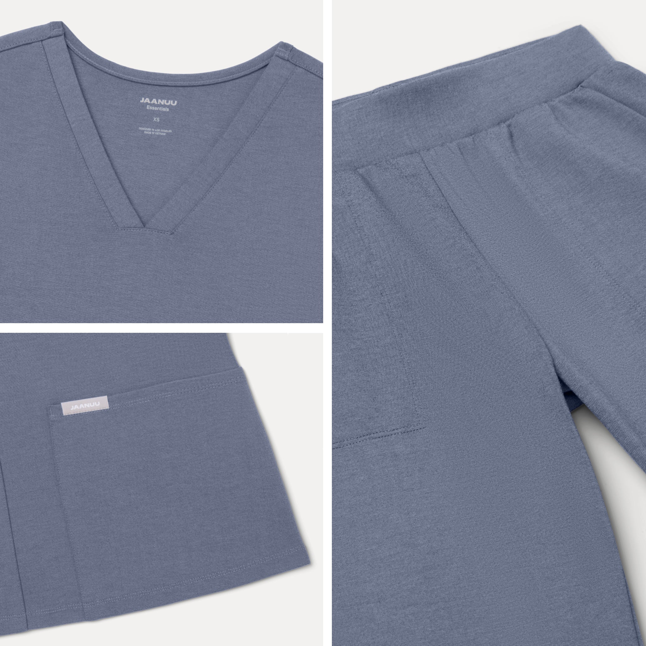 Jaanuu UltraSOFT™ Essential Comfort Women's 6-Pocket Scrub Set - Heather Slate Blue - Image 6