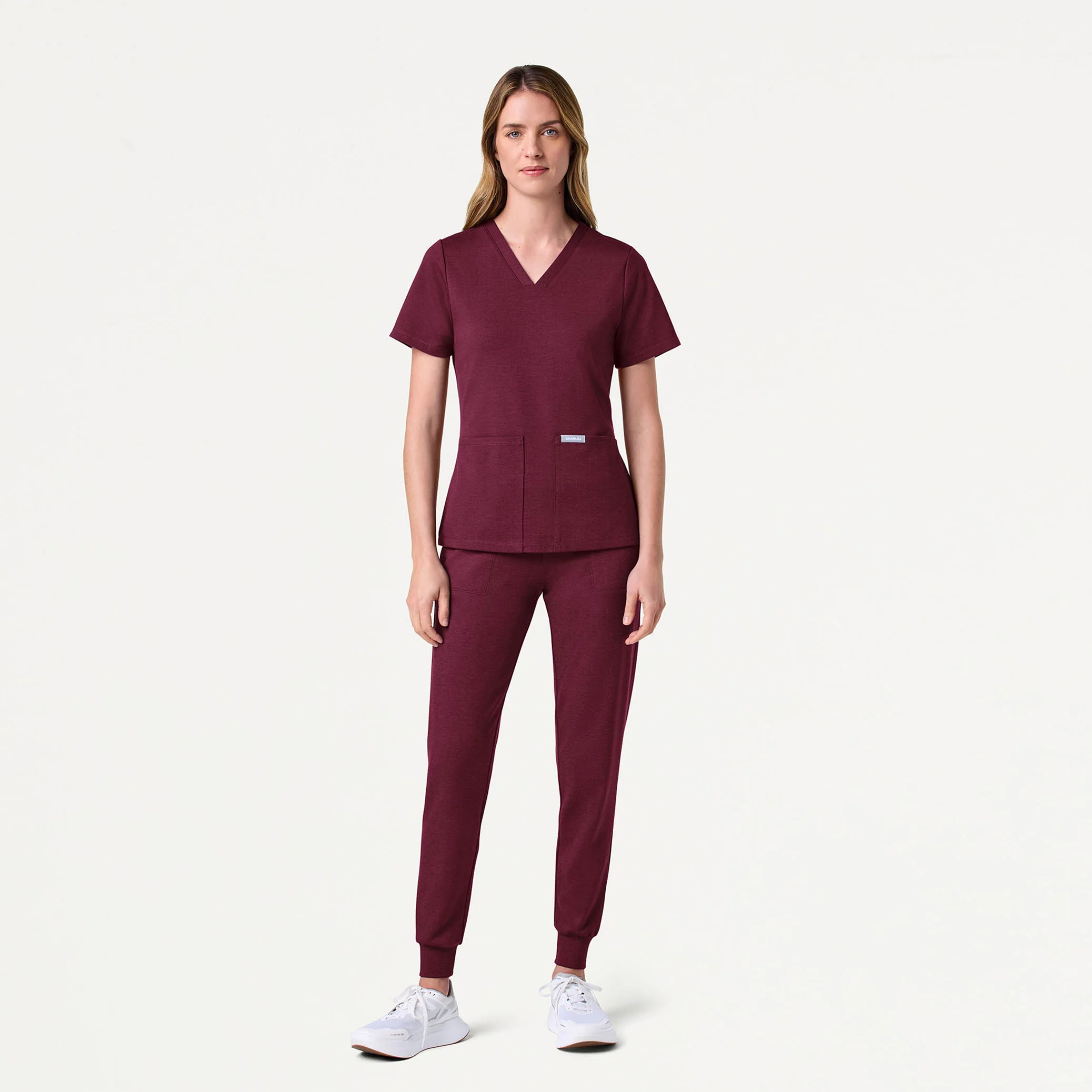Jaanuu UltraSOFT™ Essential Comfort Women's 6-Pocket Scrub Set - Heather Wine