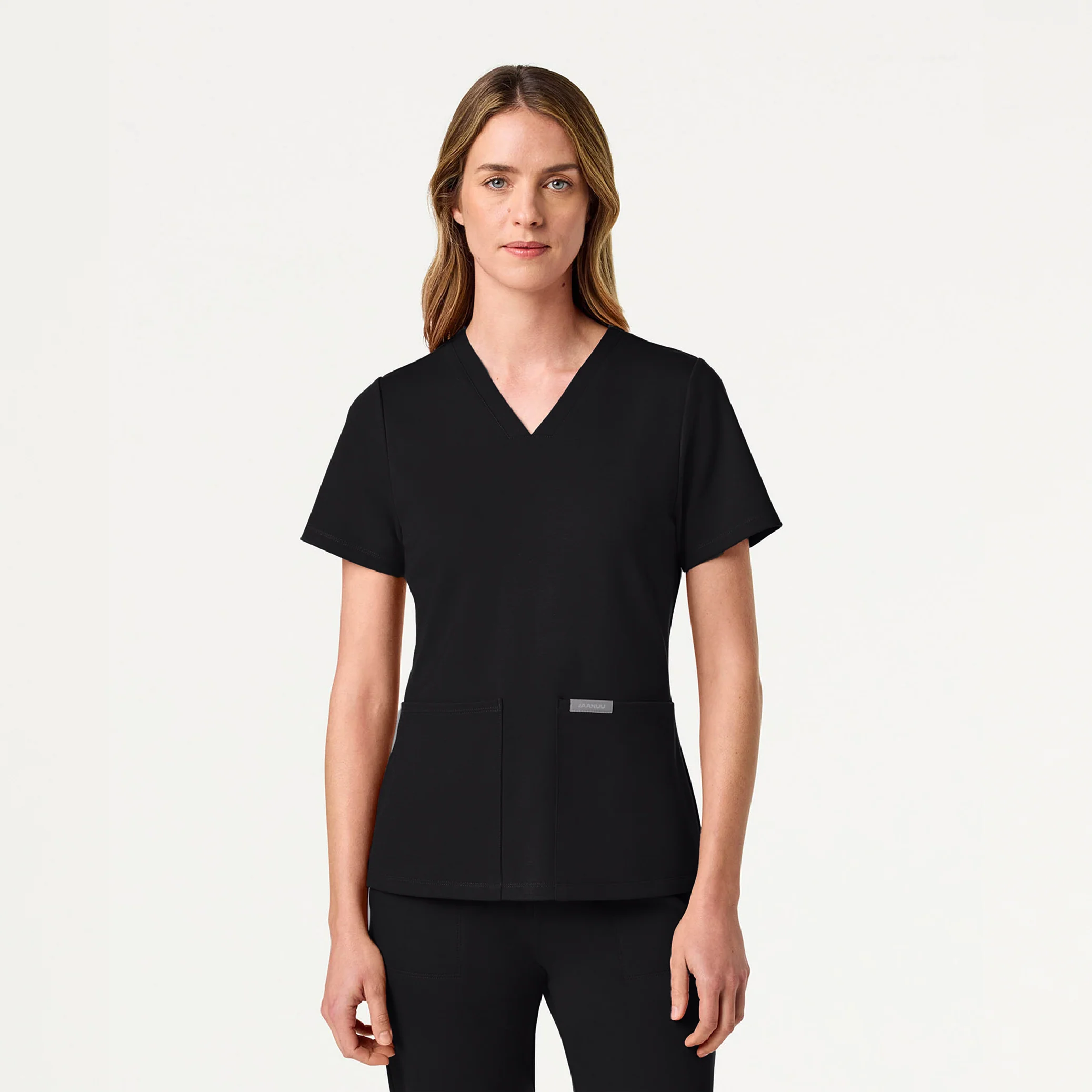 Jaanuu UltraSOFT™ Essential Comfort Women's 6-Pocket Scrub Set - Jet Black - Image 2
