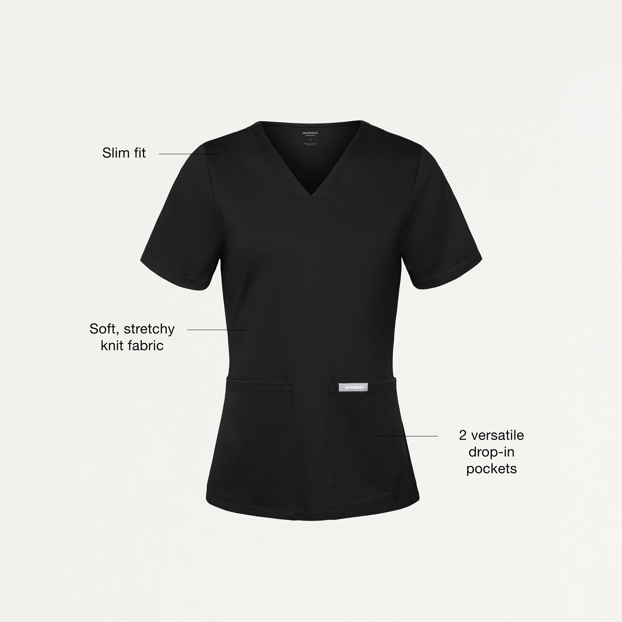 Jaanuu UltraSOFT™ Essential Comfort Women's 6-Pocket Scrub Set - Jet Black - Image 3