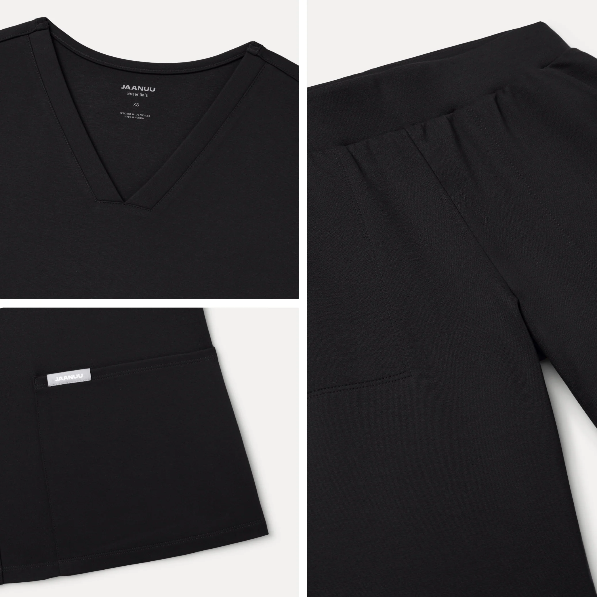 Jaanuu UltraSOFT™ Essential Comfort Women's 6-Pocket Scrub Set - Jet Black - Image 6