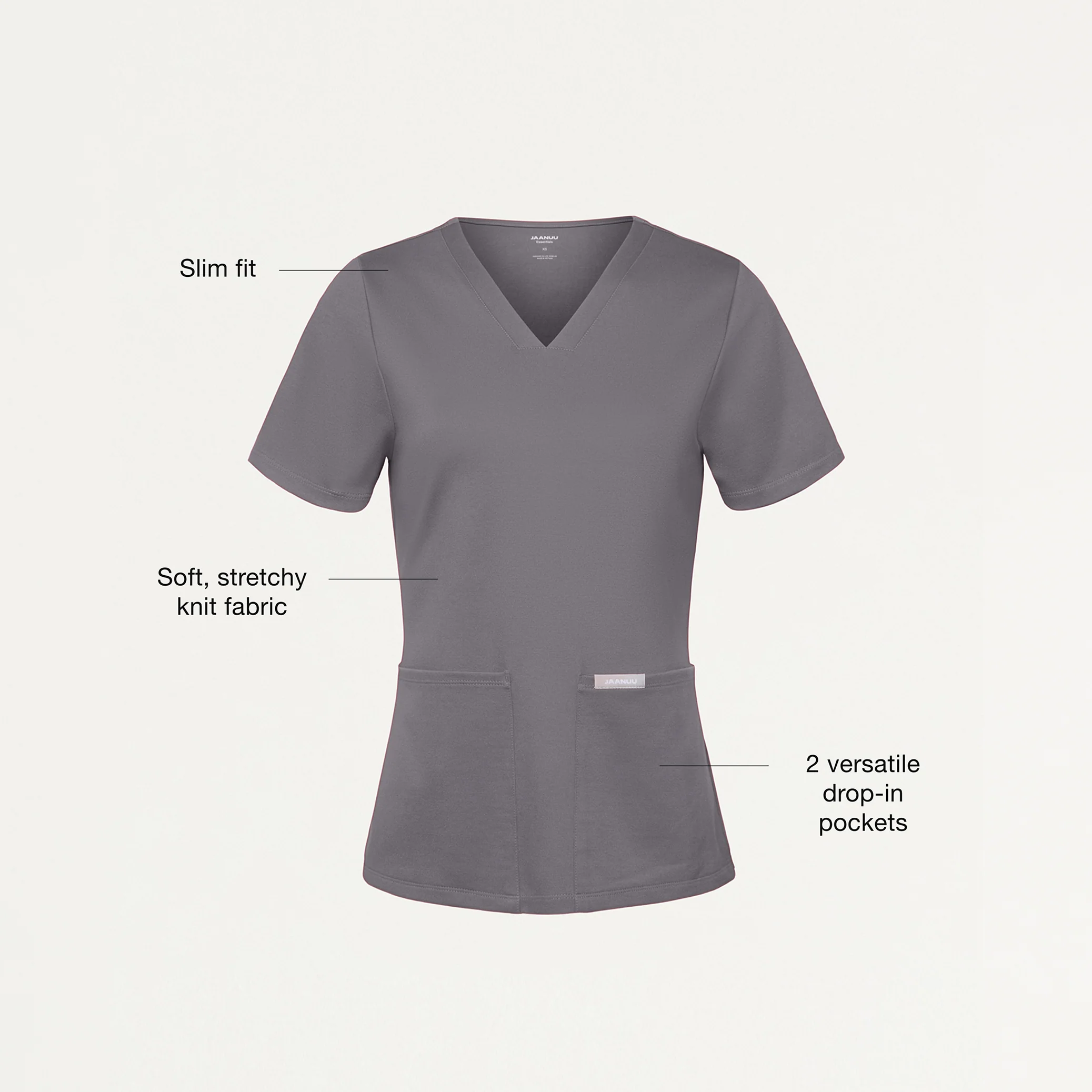 Jaanuu UltraSOFT™ Essential Comfort Women's 6-Pocket Scrub Set - Light Gray - Image 3