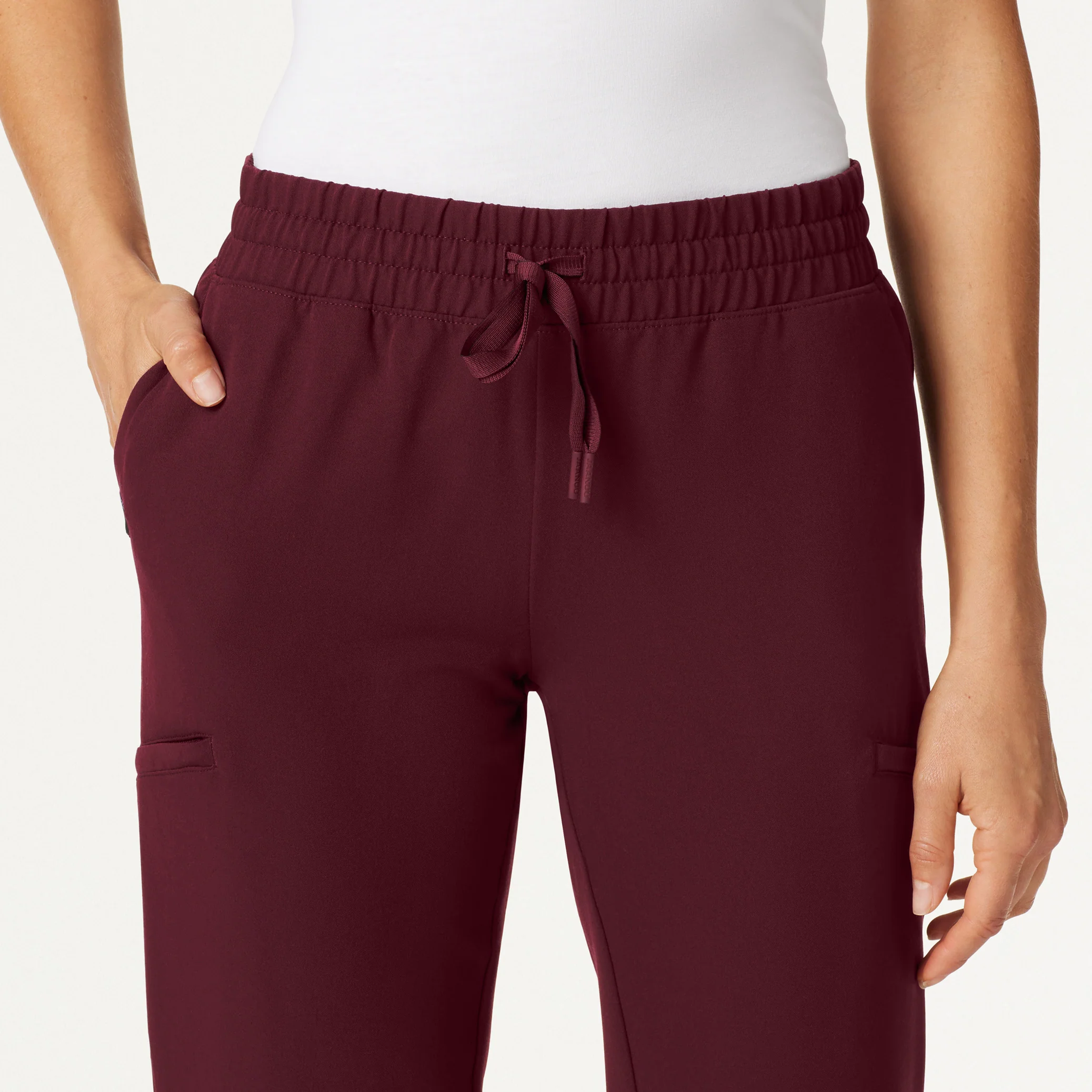 Jace Skinny 7-Pocket Scrub Jogger - Burgundy - Image 4