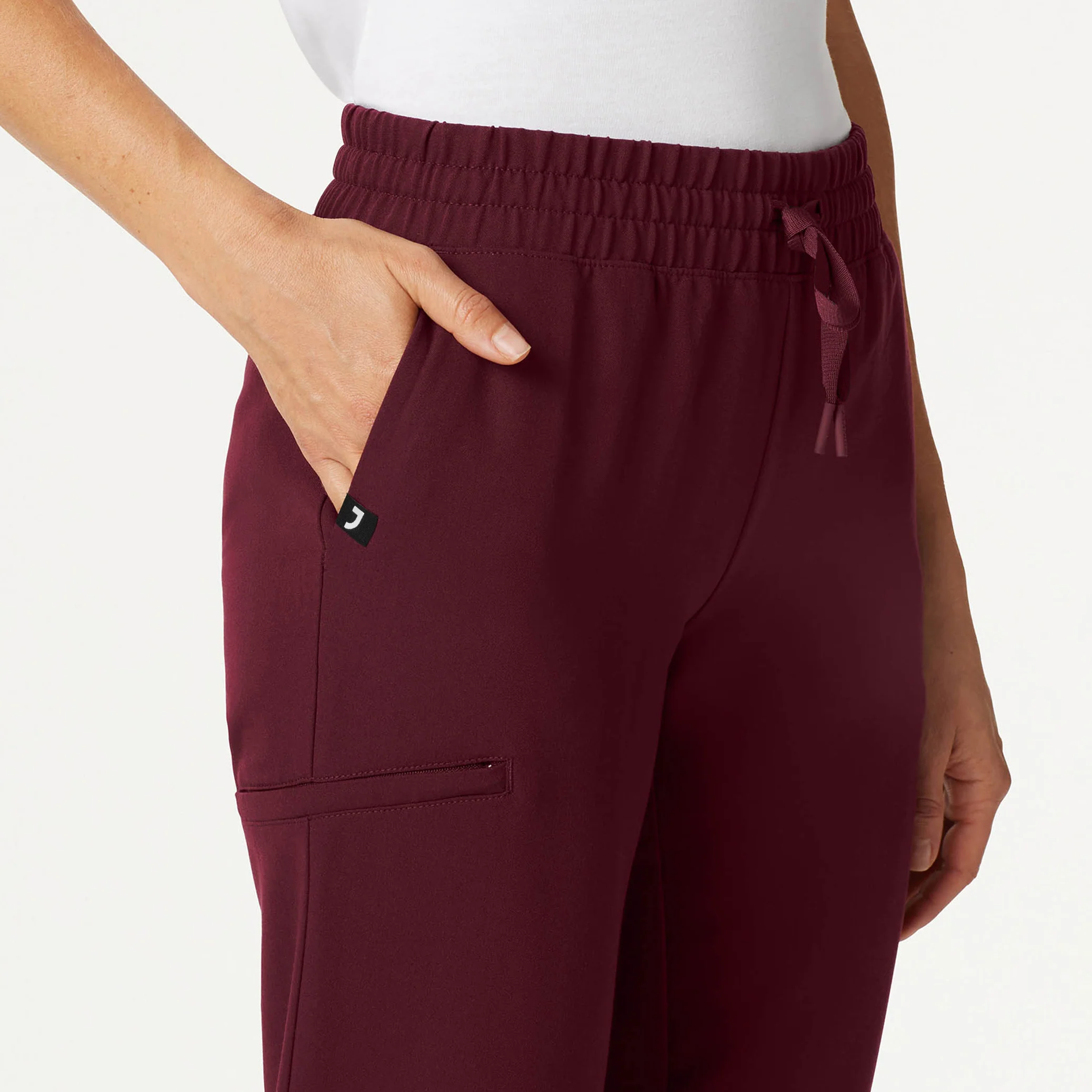 Jace Skinny 7-Pocket Scrub Jogger - Burgundy - Image 5