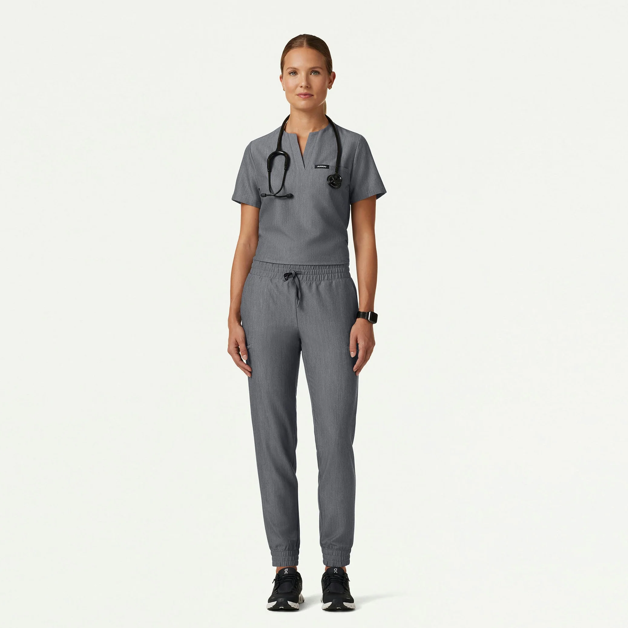 Jace Skinny 7-Pocket Scrub Jogger - Heather Gray - Image 2