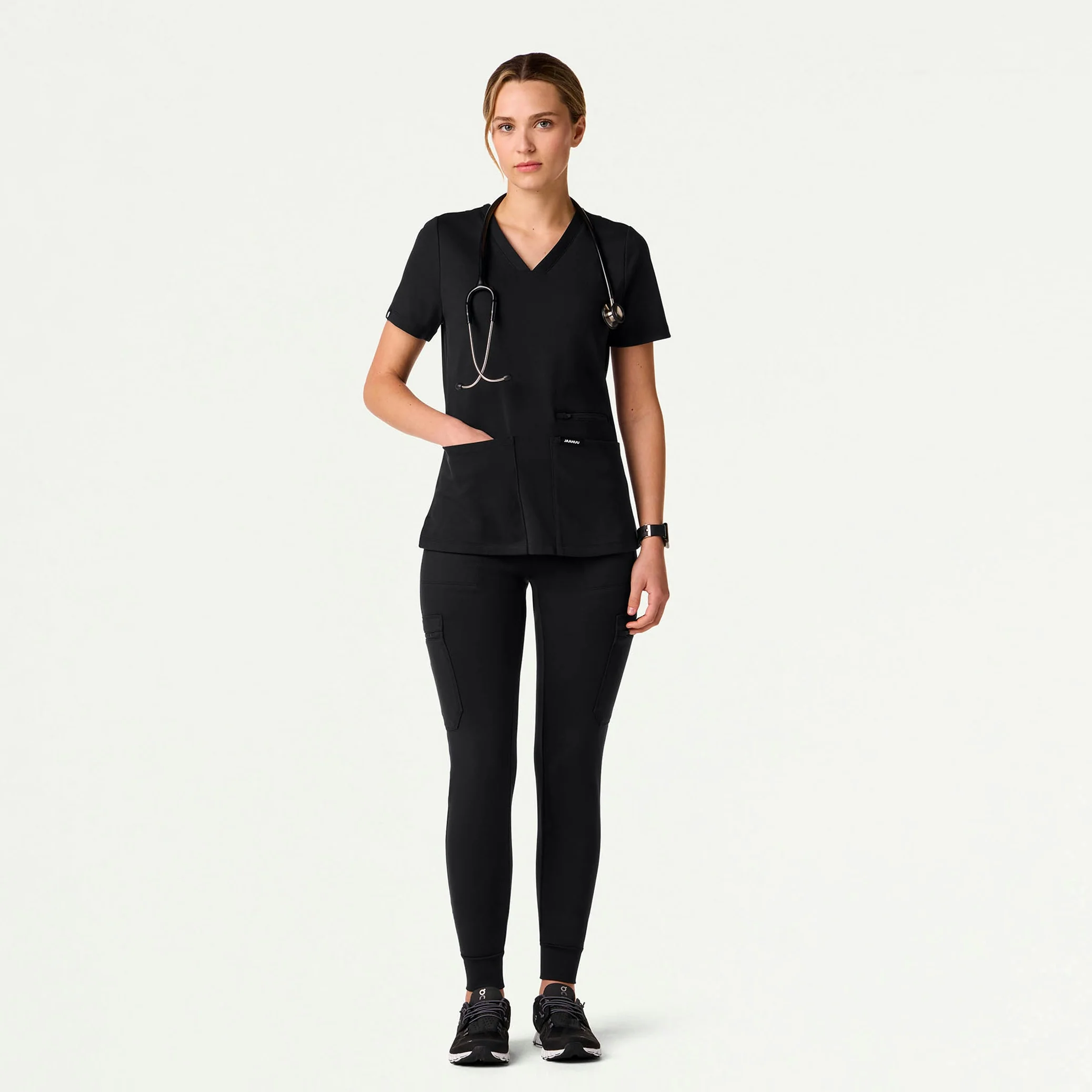 Kait 10-Pocket Skinny UltraSOFT™ Scrub Jogger - Black - Image 4