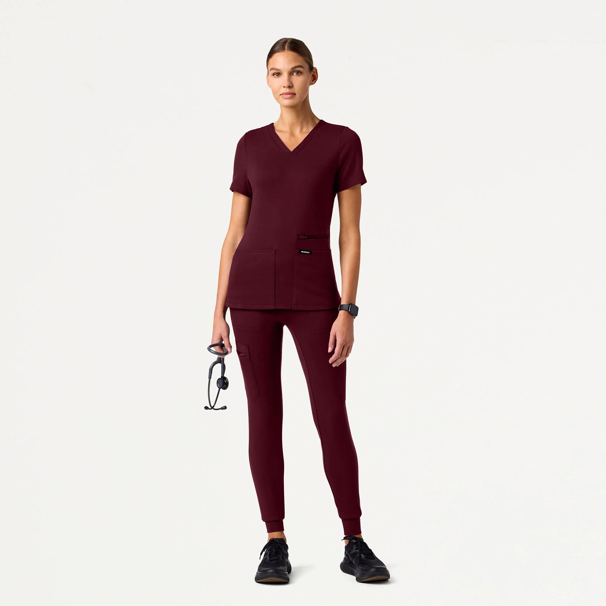 Kait 10-Pocket Skinny UltraSOFT™ Scrub Jogger - Burgundy - Image 2