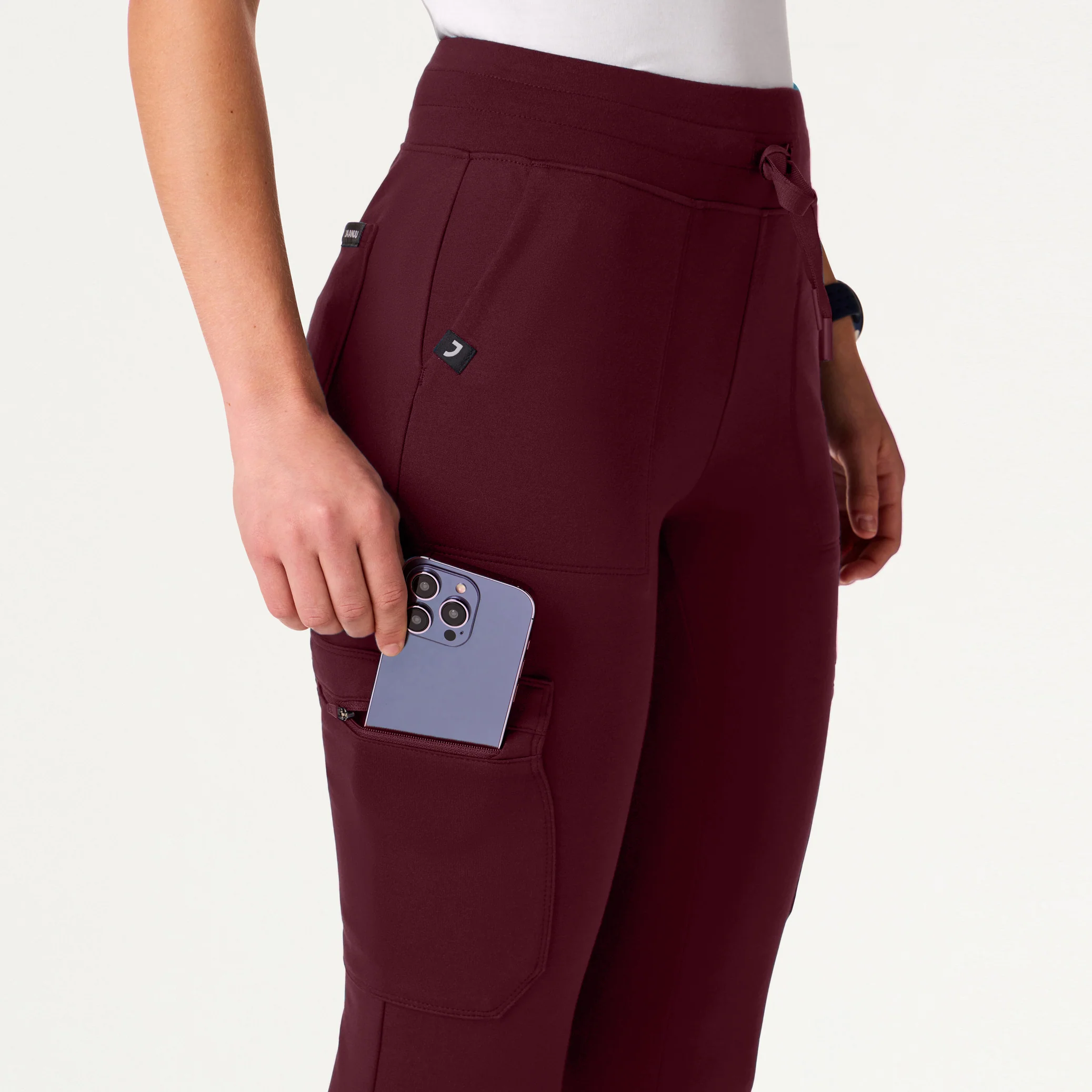 Kait 10-Pocket Skinny UltraSOFT™ Scrub Jogger - Burgundy - Image 6