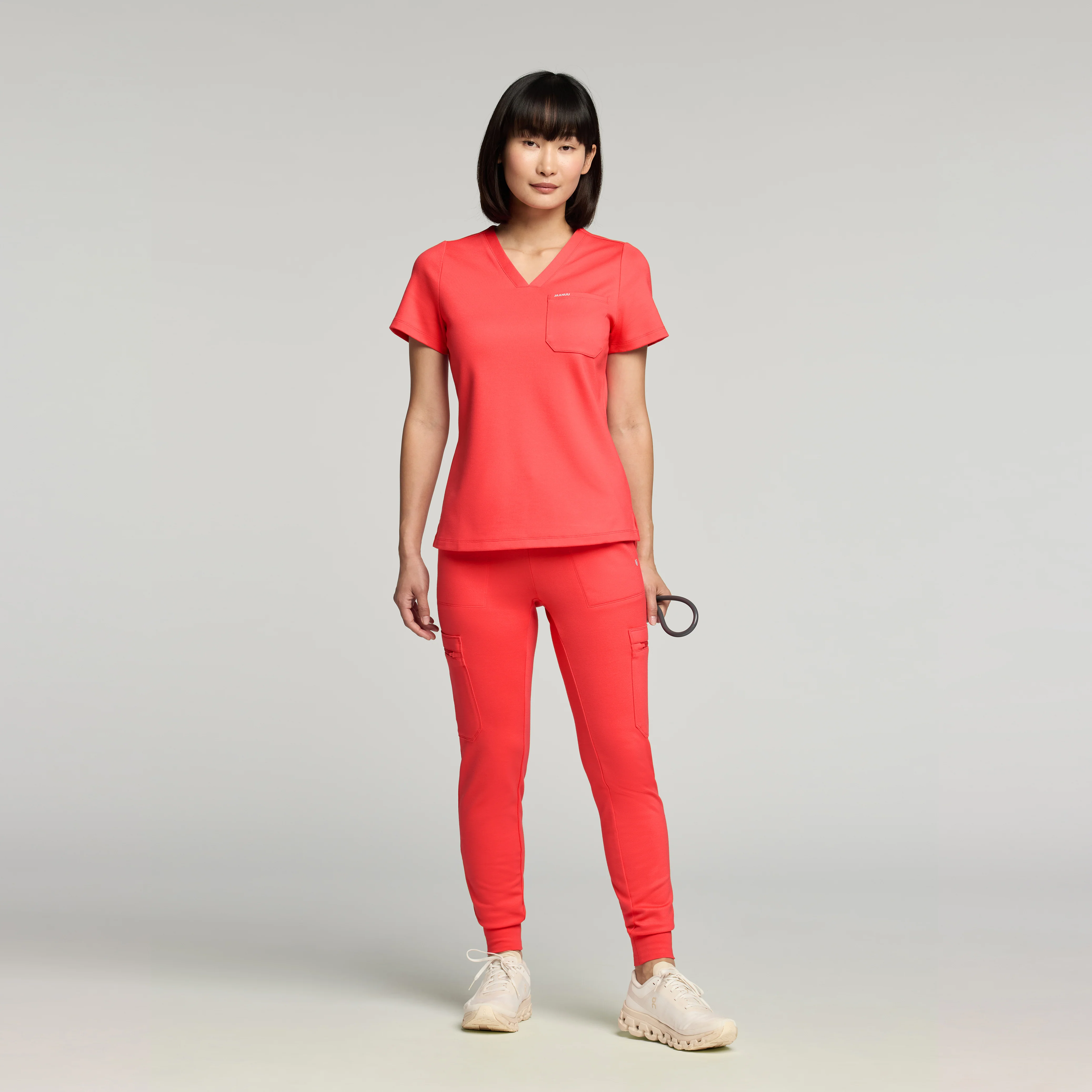 Kait 10-Pocket Skinny UltraSOFT™ Scrub Jogger - Coral - Image 2
