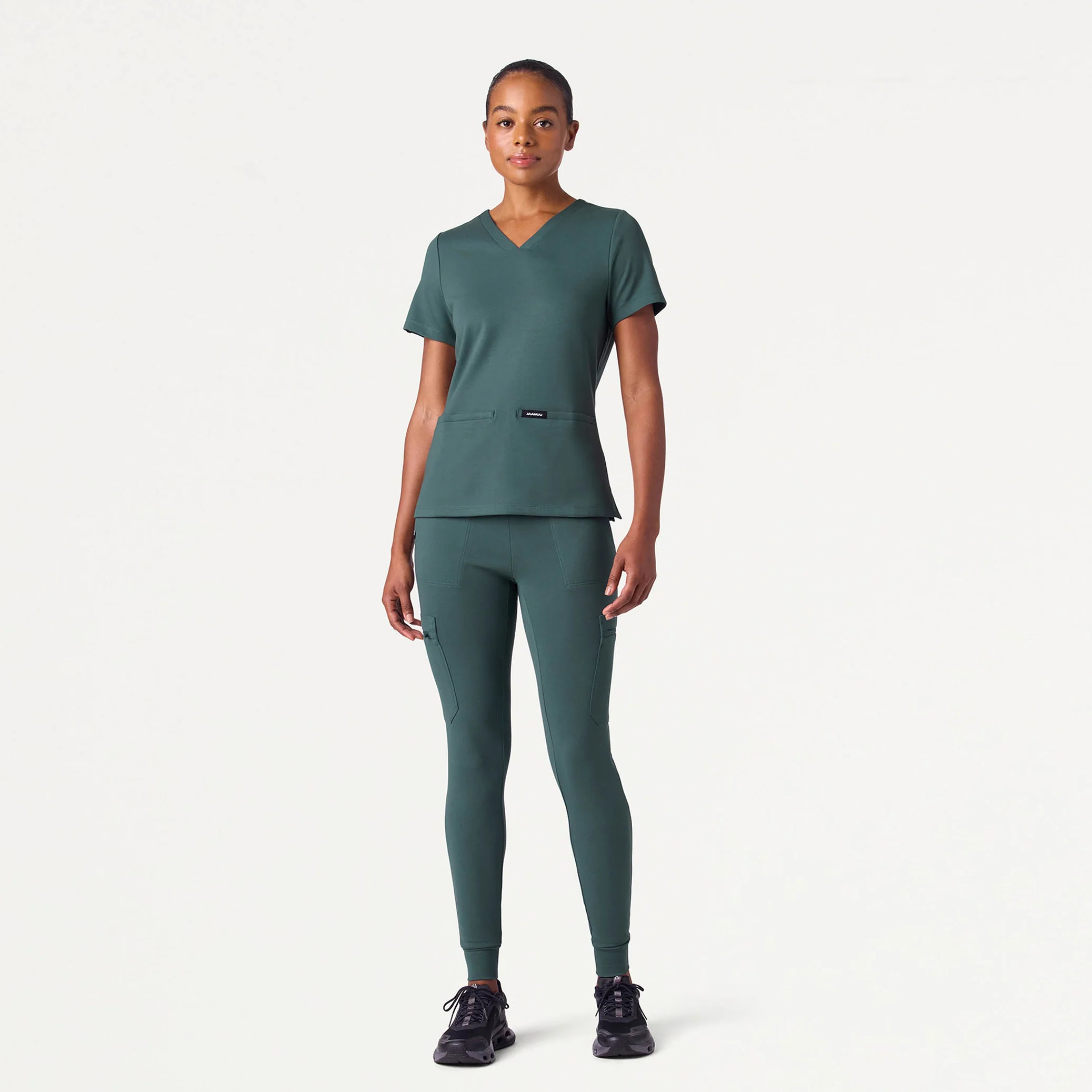 Kass Slim 4-Pocket UltraSOFT™ Scrub Top - Alpine Green - Image 2