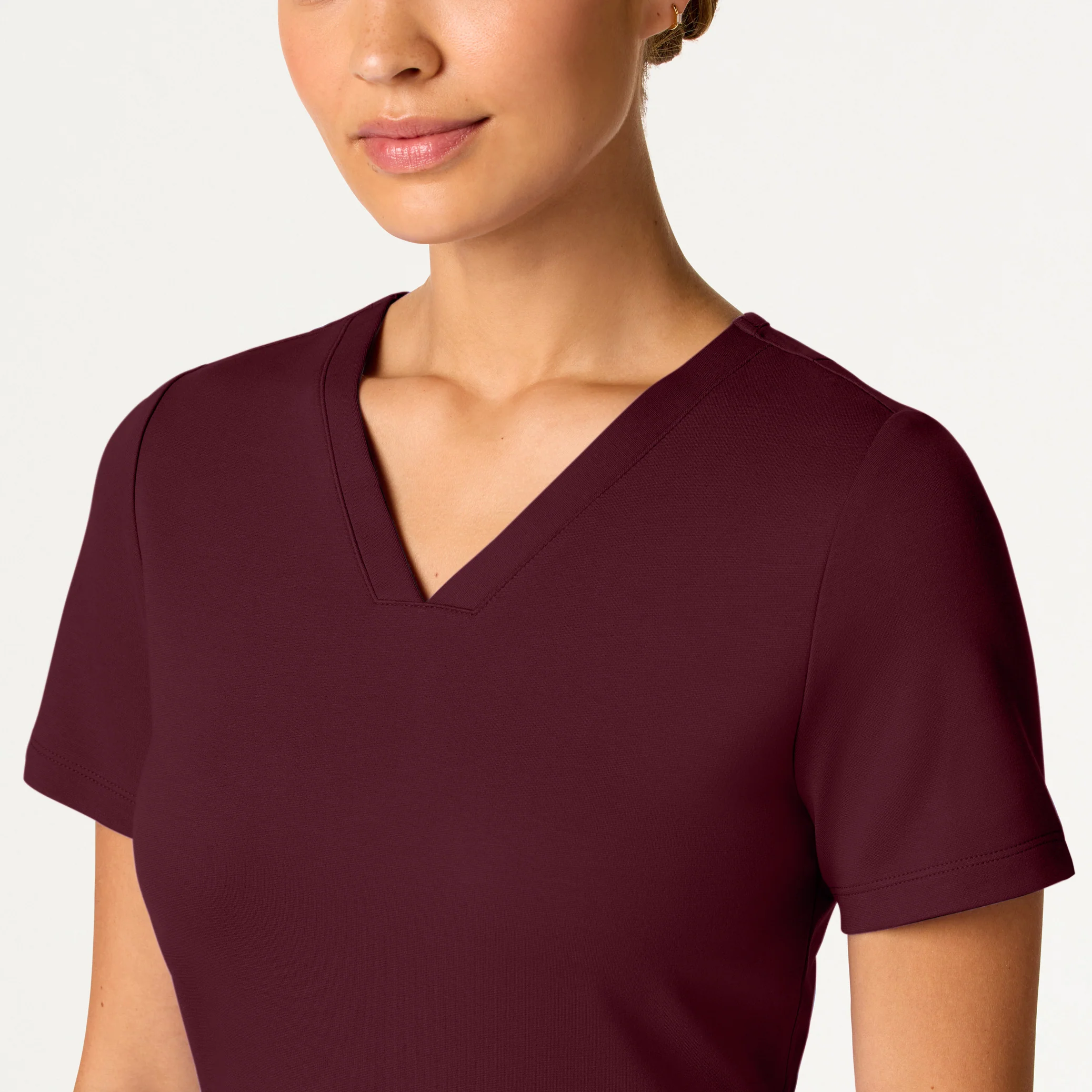 Kass Slim 4-Pocket UltraSOFT™ Scrub Top - Burgundy - Image 4