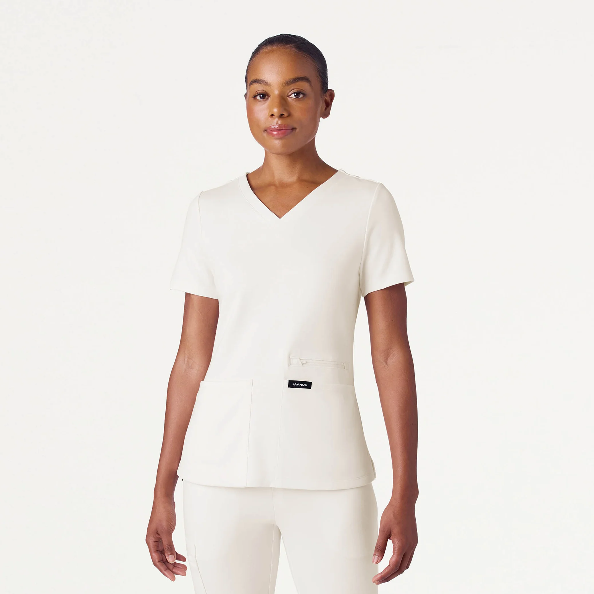 Kass Slim 4-Pocket UltraSOFT™ Scrub Top - Frost