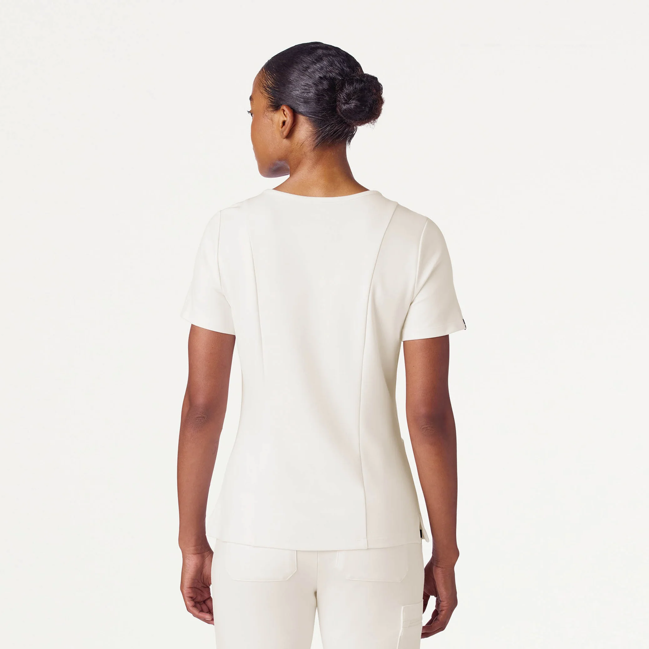 Kass Slim 4-Pocket UltraSOFT™ Scrub Top - Frost - Image 3
