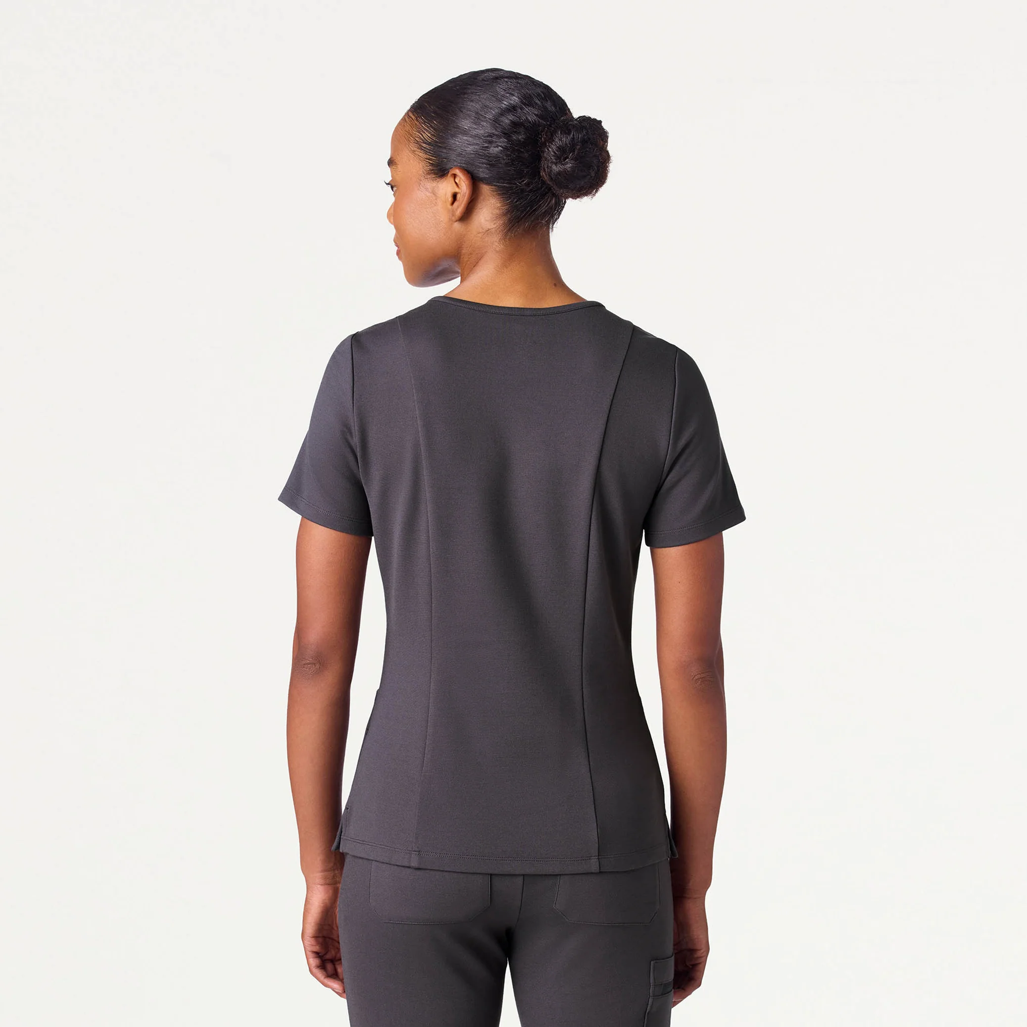 Kass Slim 4-Pocket UltraSOFT™ Scrub Top - Harbor Gray - Image 3