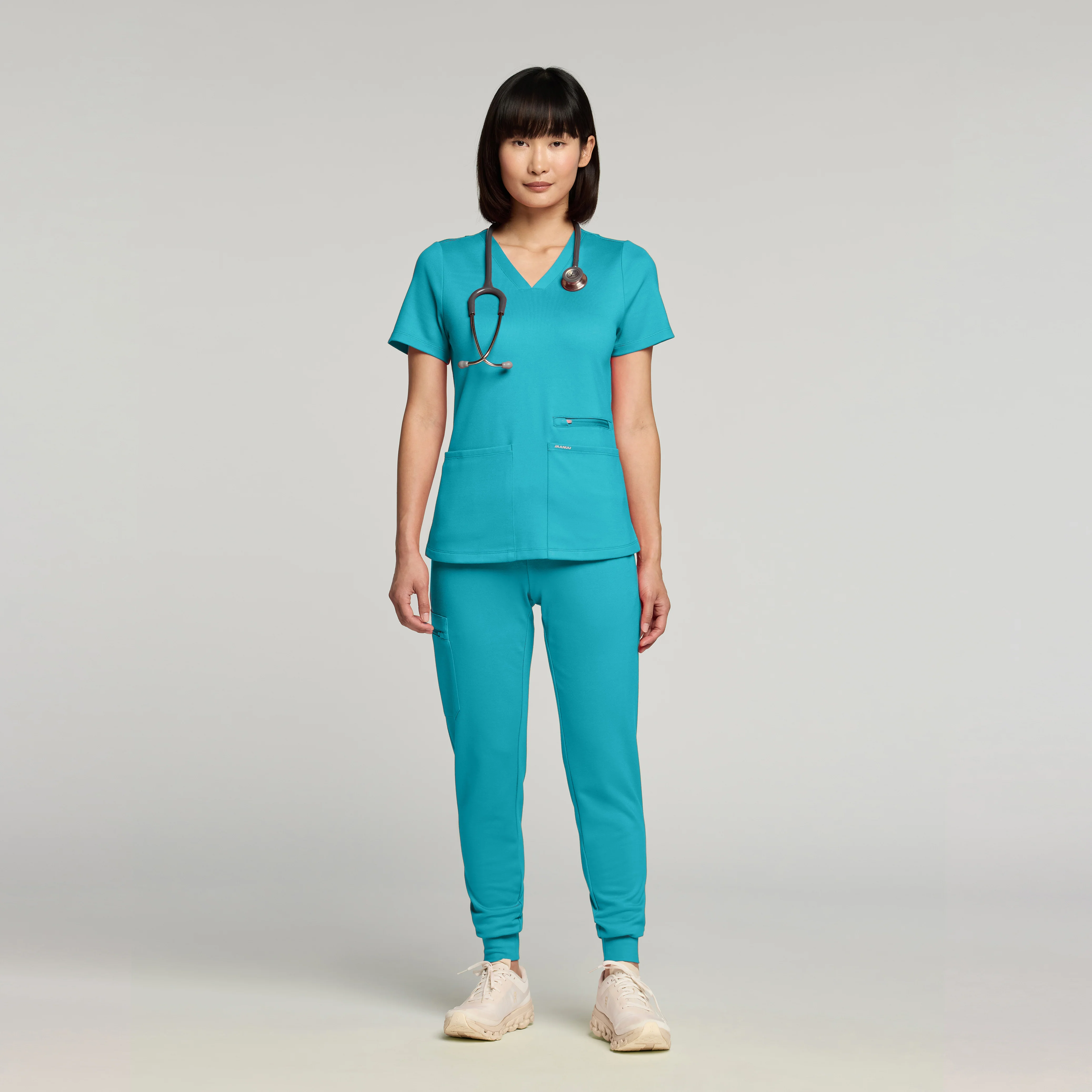 Kass Slim 4-Pocket UltraSOFT™ Scrub Top - Marina - Image 2