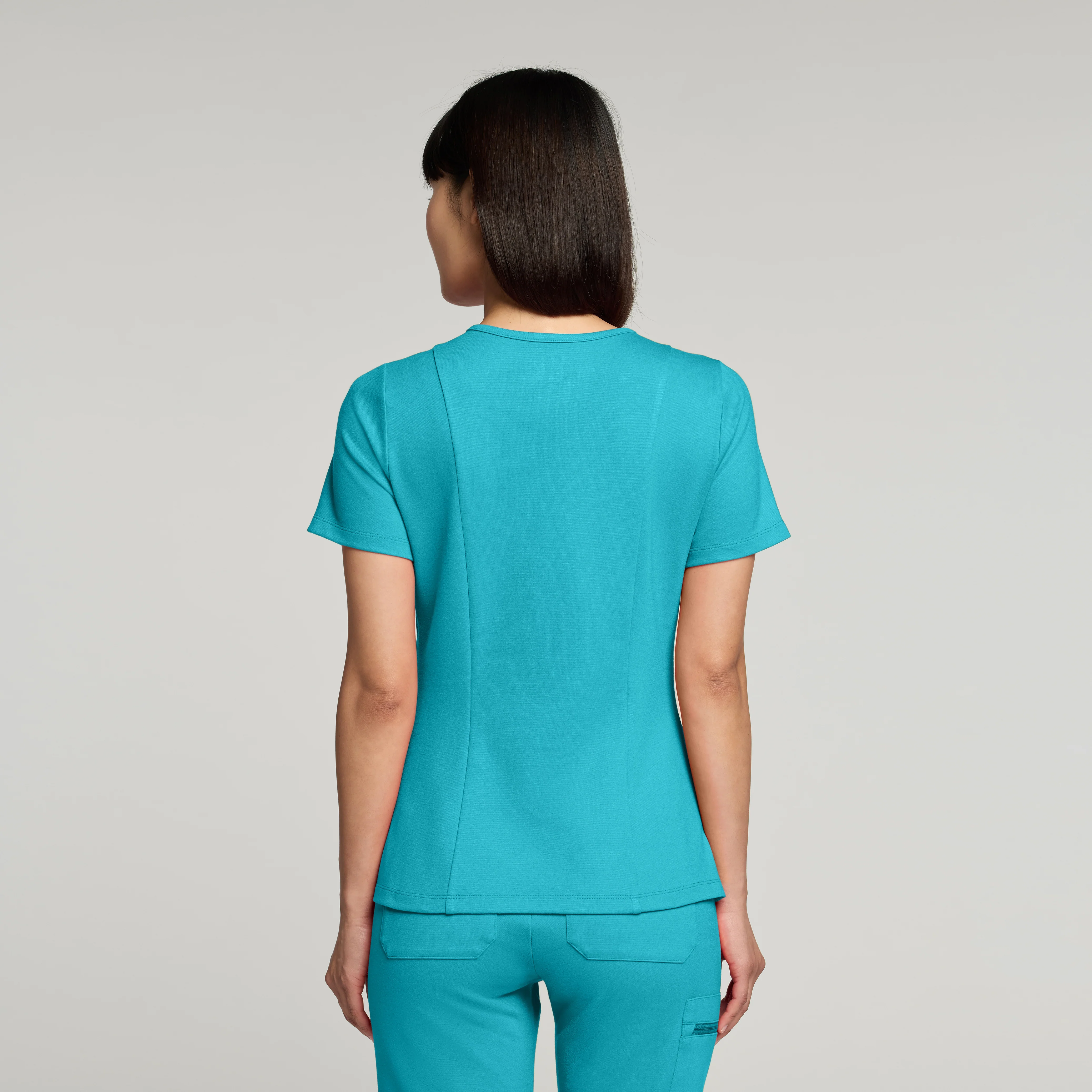 Kass Slim 4-Pocket UltraSOFT™ Scrub Top - Marina - Image 3