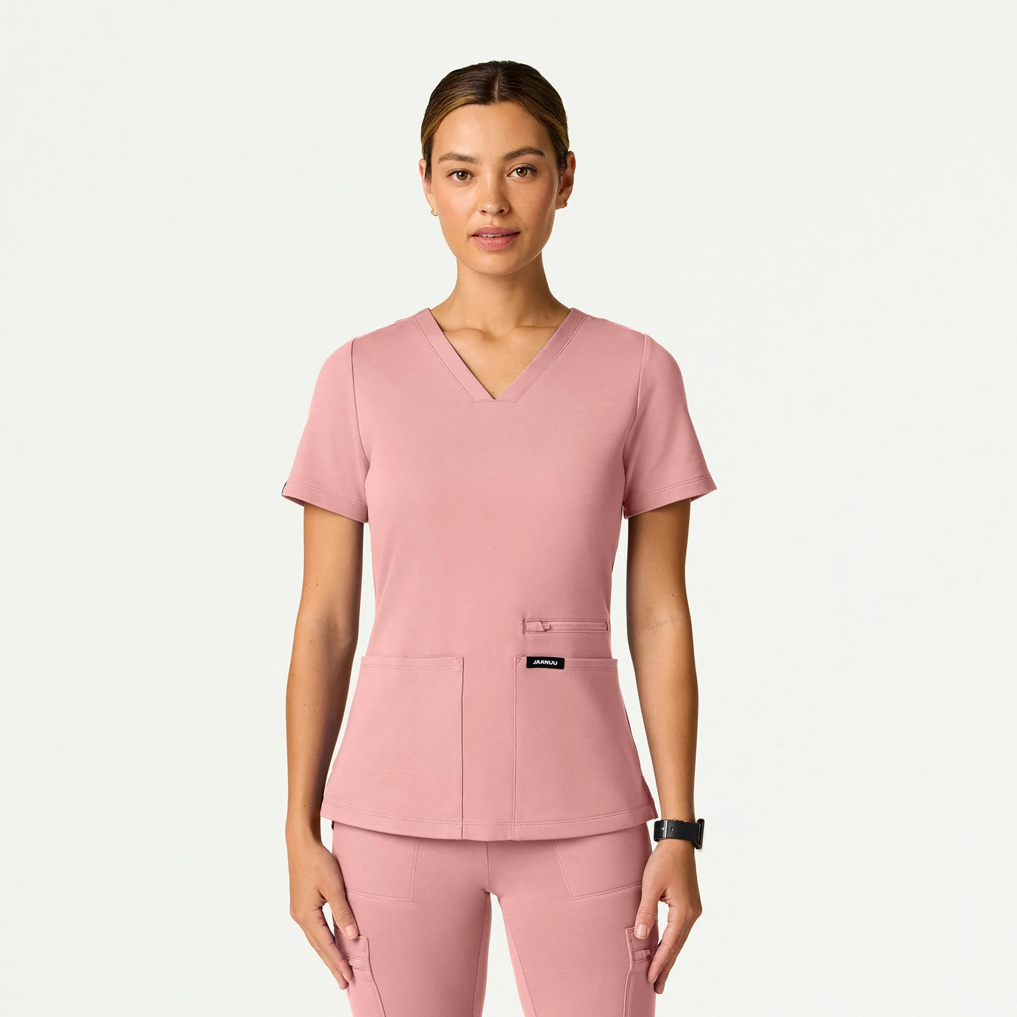 Kass Slim 4-Pocket UltraSOFT™ Scrub Top - Mauve