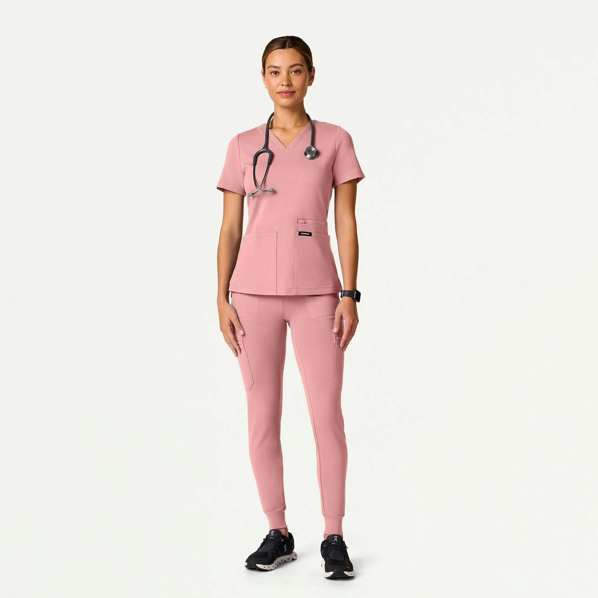 Kass Slim 4-Pocket UltraSOFT™ Scrub Top - Mauve - Image 2