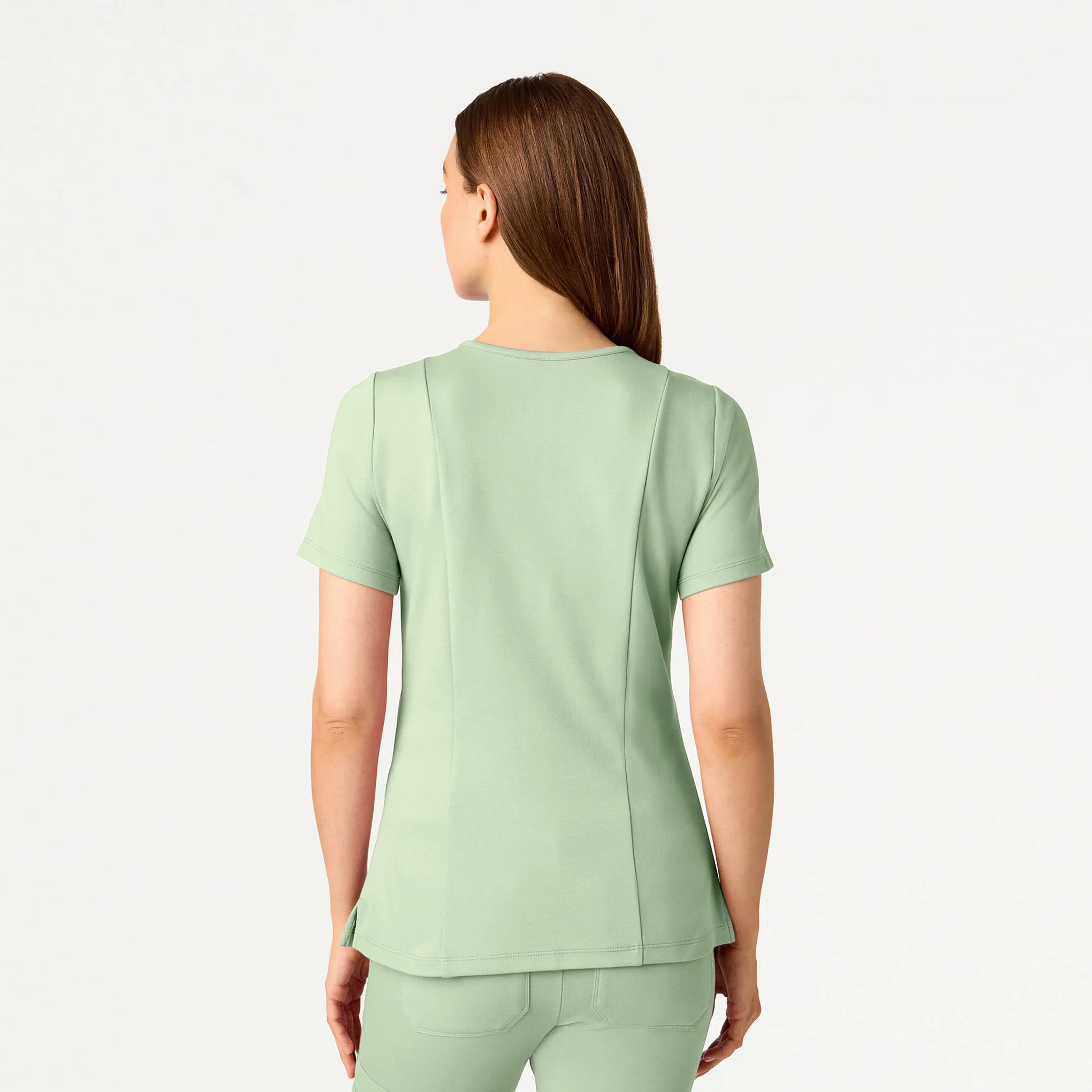 Kass Slim 4-Pocket UltraSOFT™ Scrub Top - Mint - Image 3
