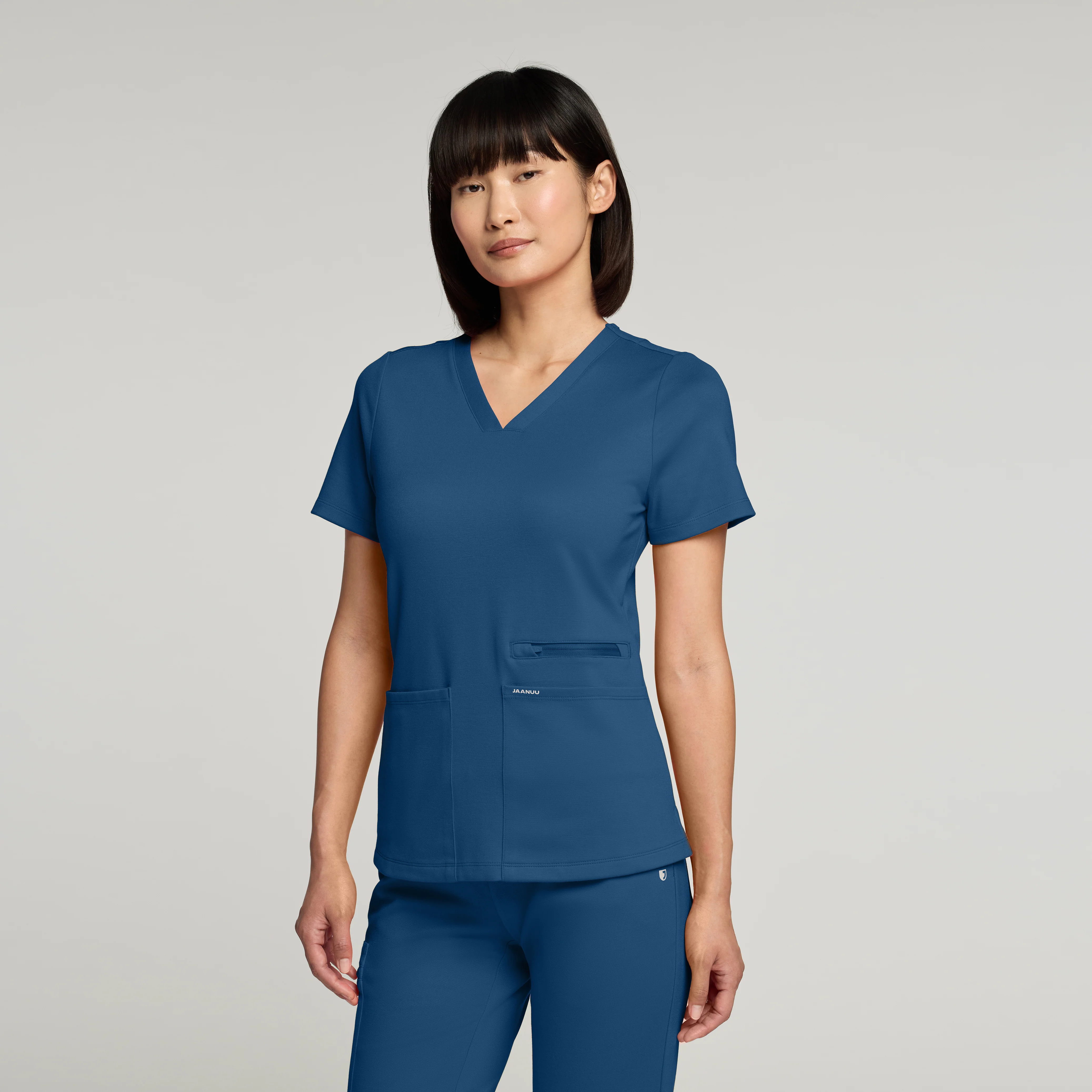 Kass Slim 4-Pocket ULTRAsoft™ Scrub Top - Ocean - Image 2