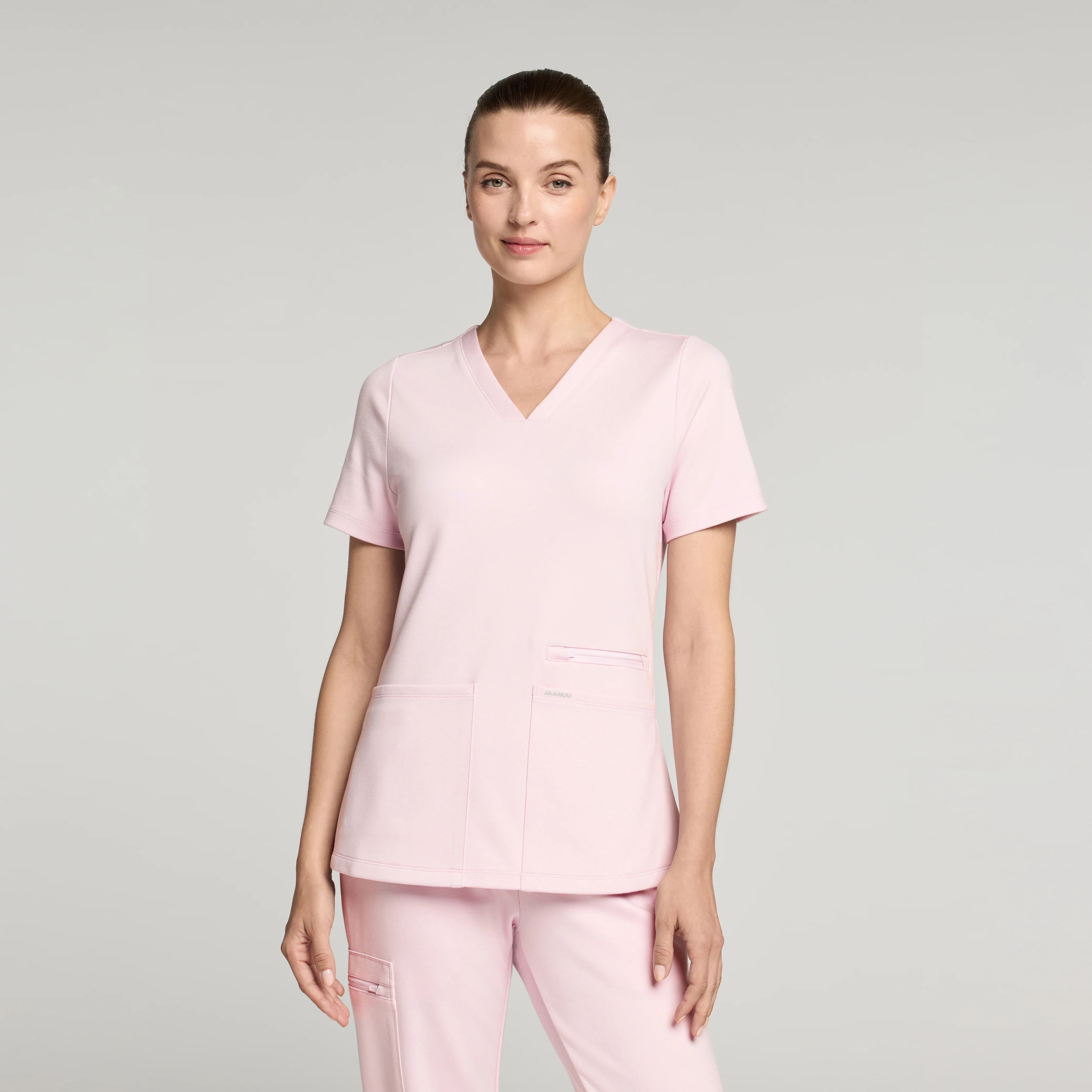 Kass Slim 4-Pocket UltraSOFT™ Scrub Top - Rose Quartz