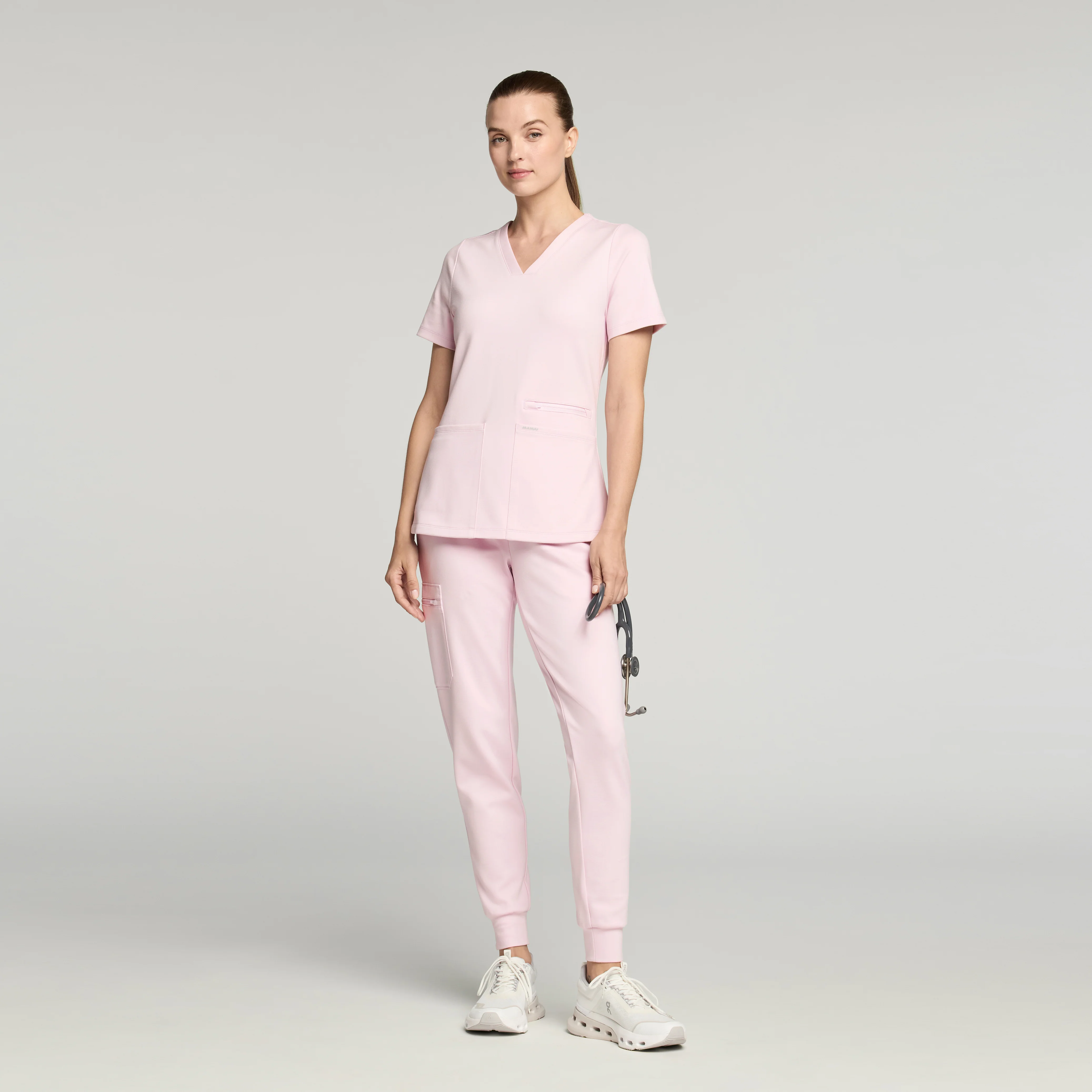 Kass Slim 4-Pocket UltraSOFT™ Scrub Top - Rose Quartz - Image 2