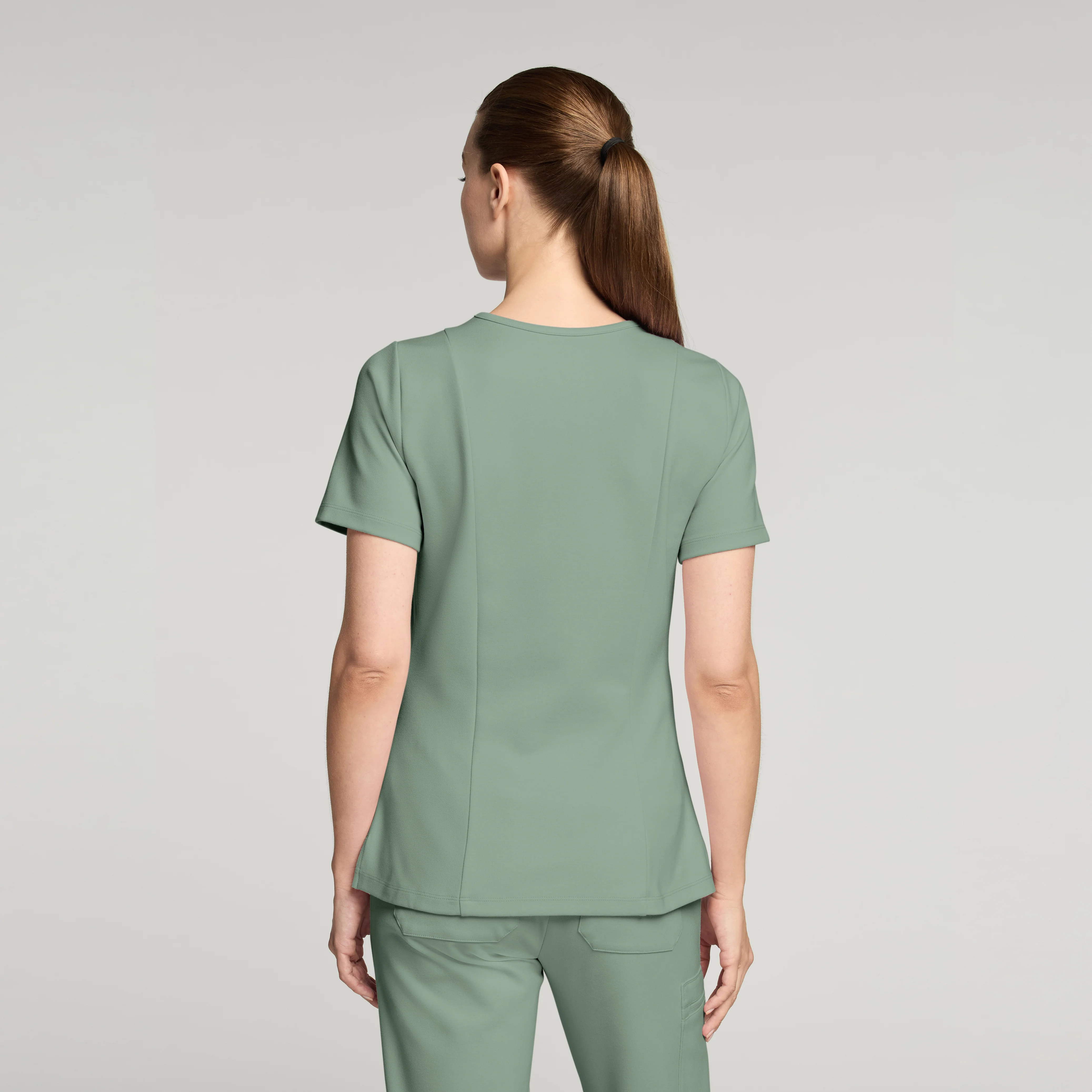 Kass Slim 4-Pocket UltraSOFT™ Scrub Top - Sage - Image 4
