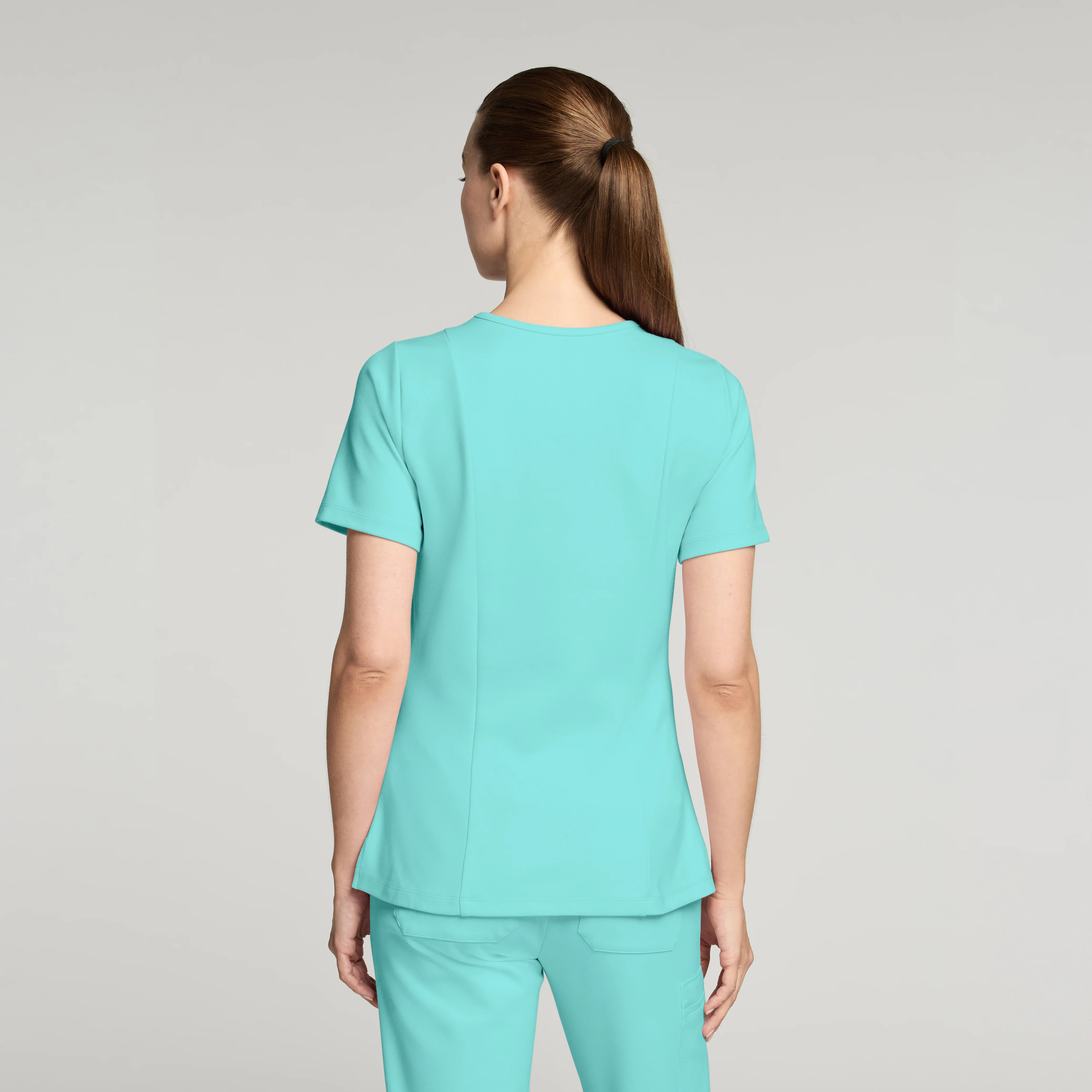 Kass Slim 4-Pocket UltraSOFT™ Scrub Top - Surf - Image 3