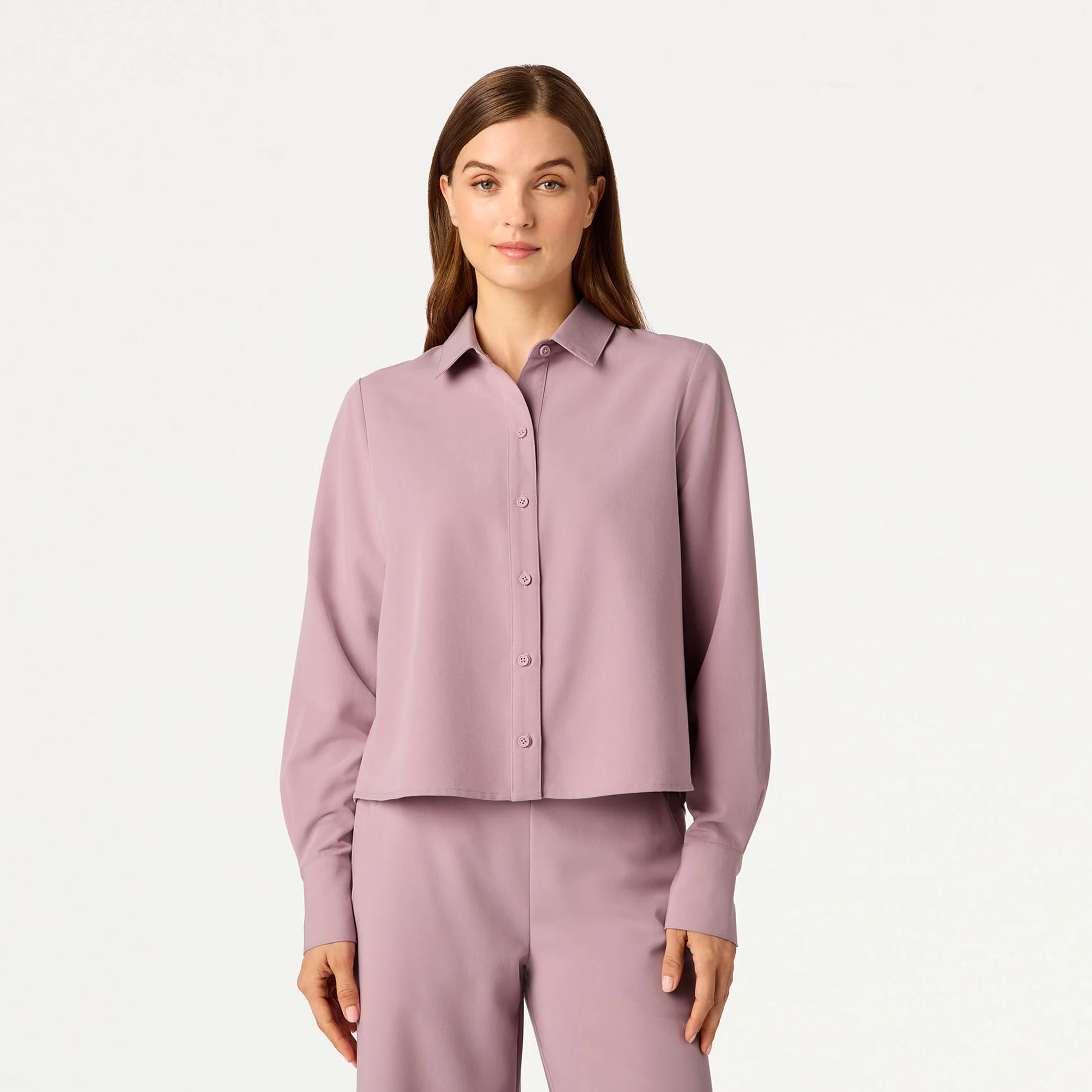 Kenna Cropped Button-Up Scrub Shirt - Blossom - Image 2