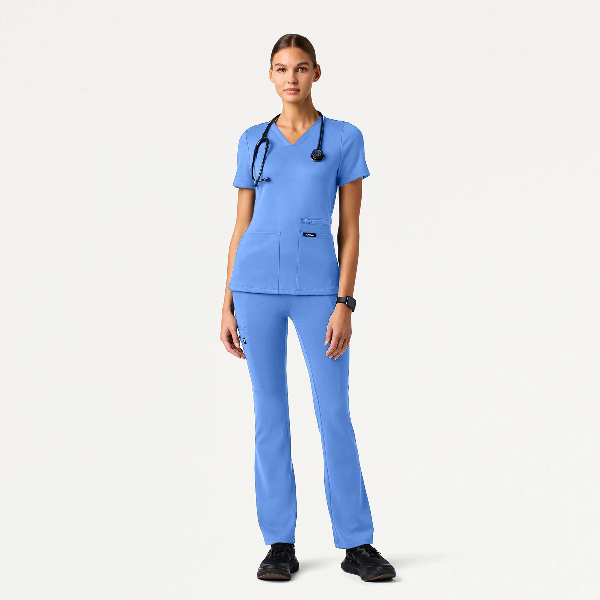 Perri UltraSOFT™ Yoga Scrub Pant - Ceil Blue - Image 3