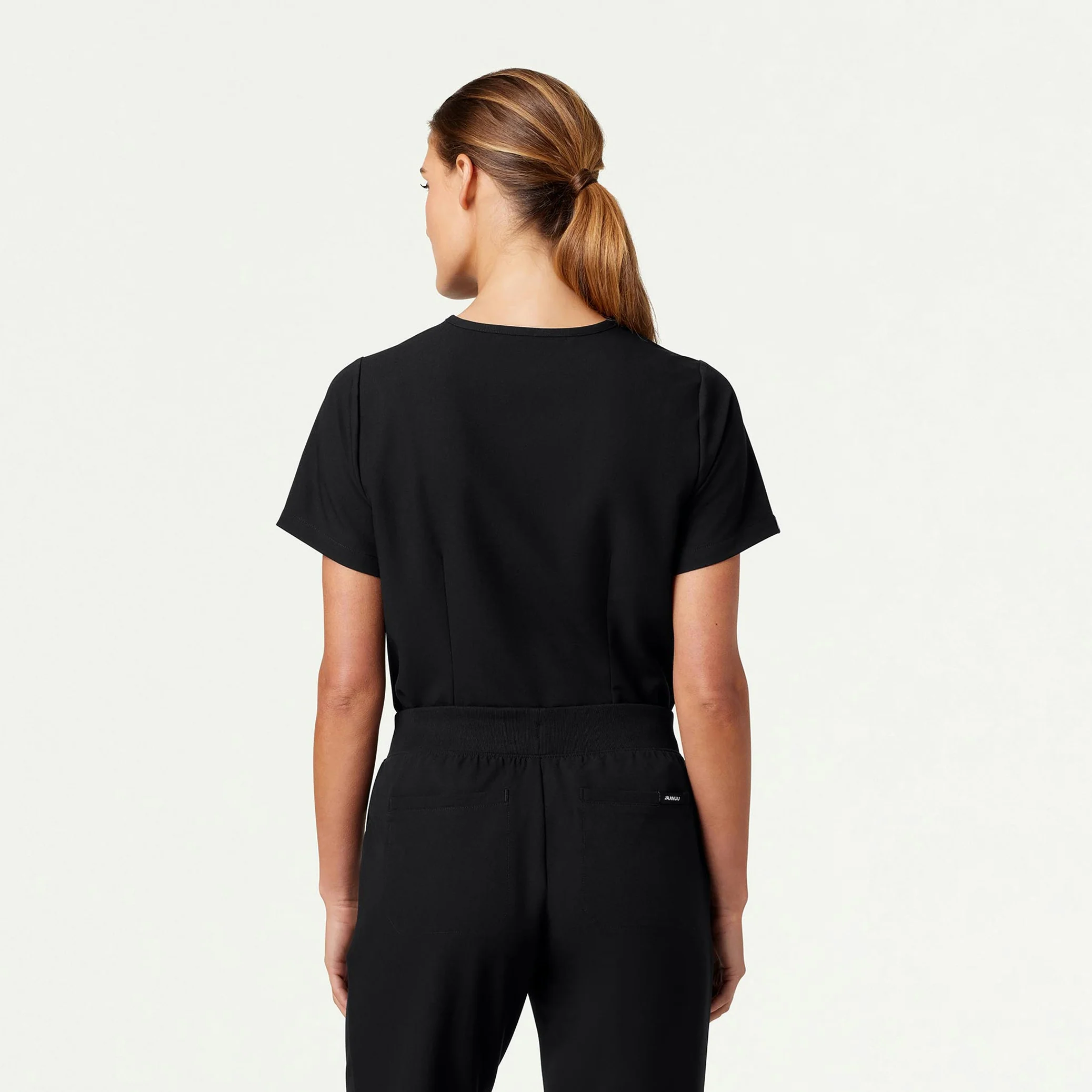 Rhena Essential 1-Pocket Scrub Top - Black - Image 3