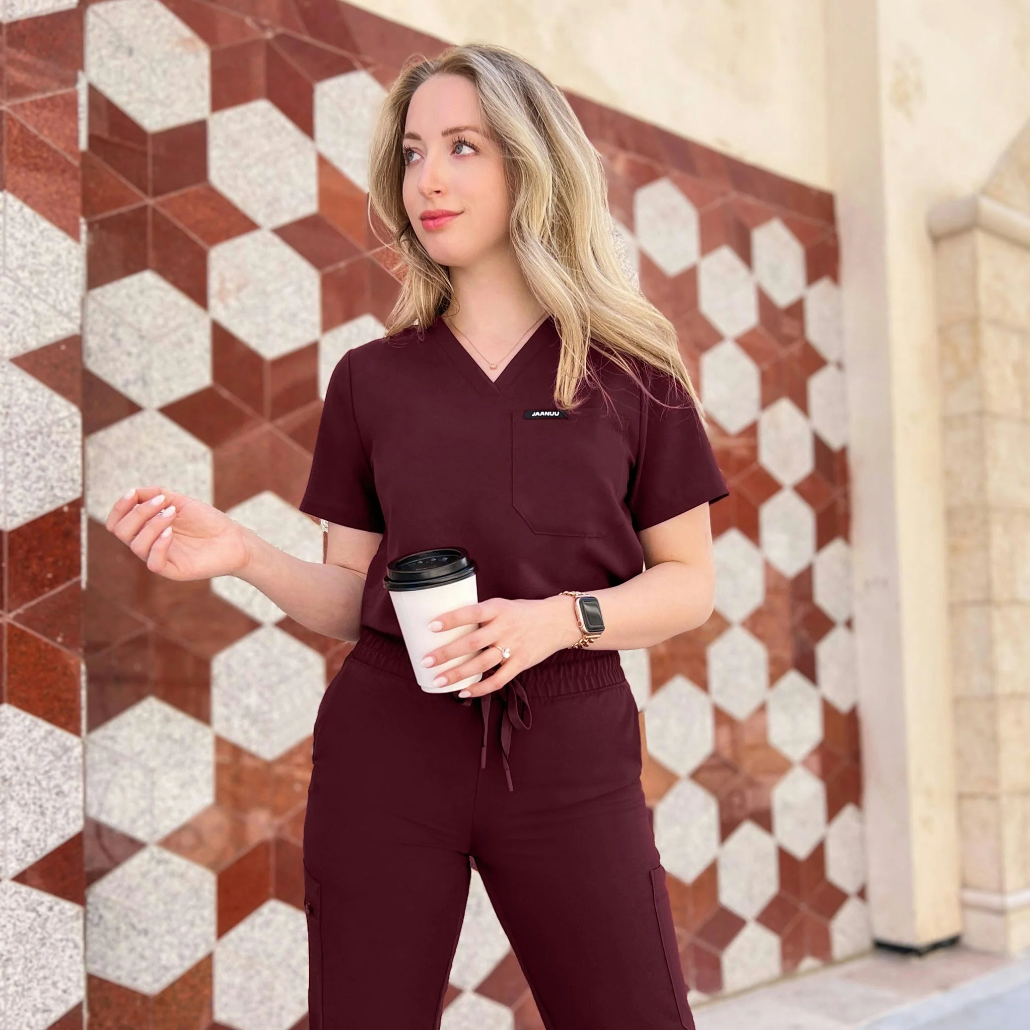 Rhena Essential 1-Pocket Scrub Top - Black - Image 9