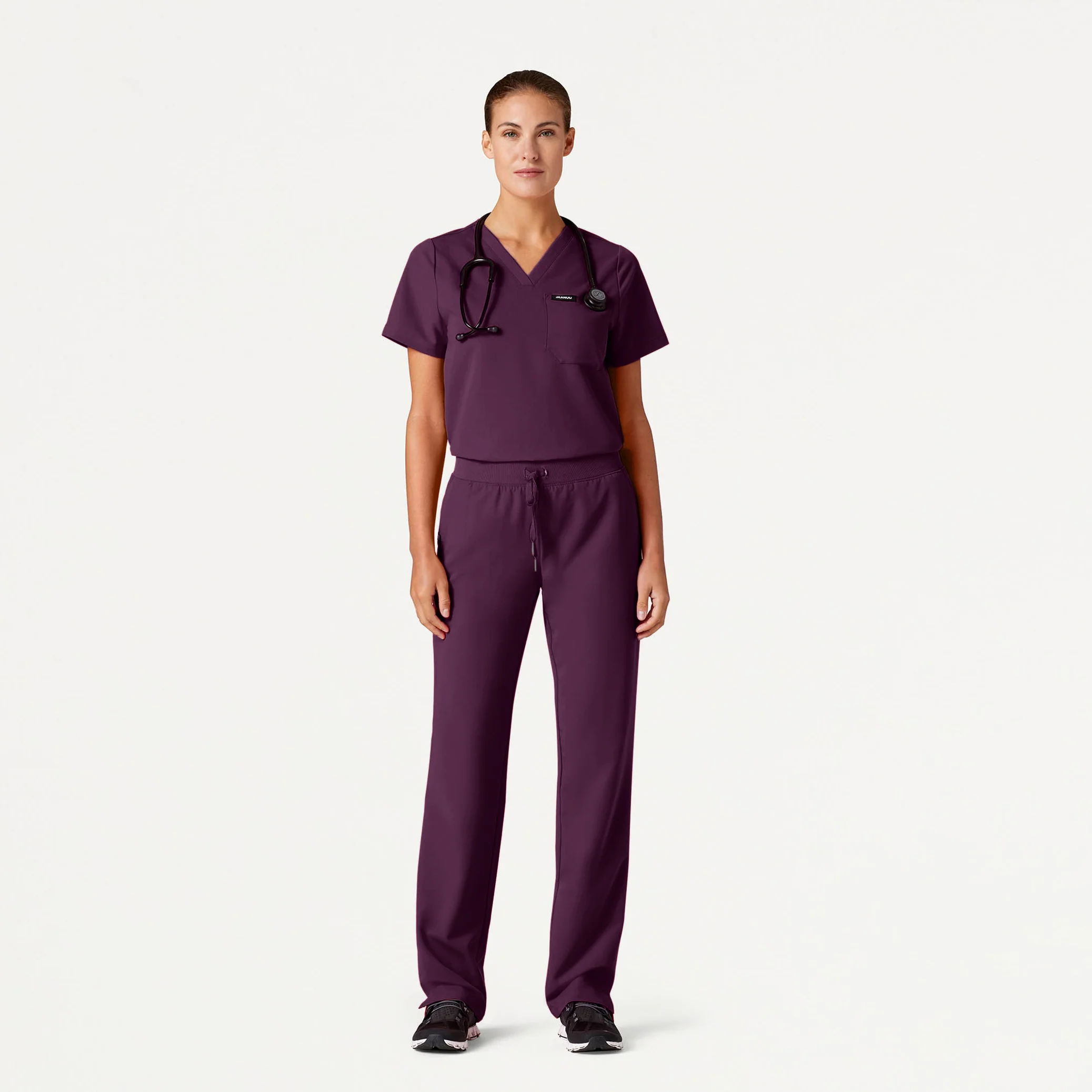 Rhena Essential 1-Pocket Scrub Top - Deep Eggplant - Image 2