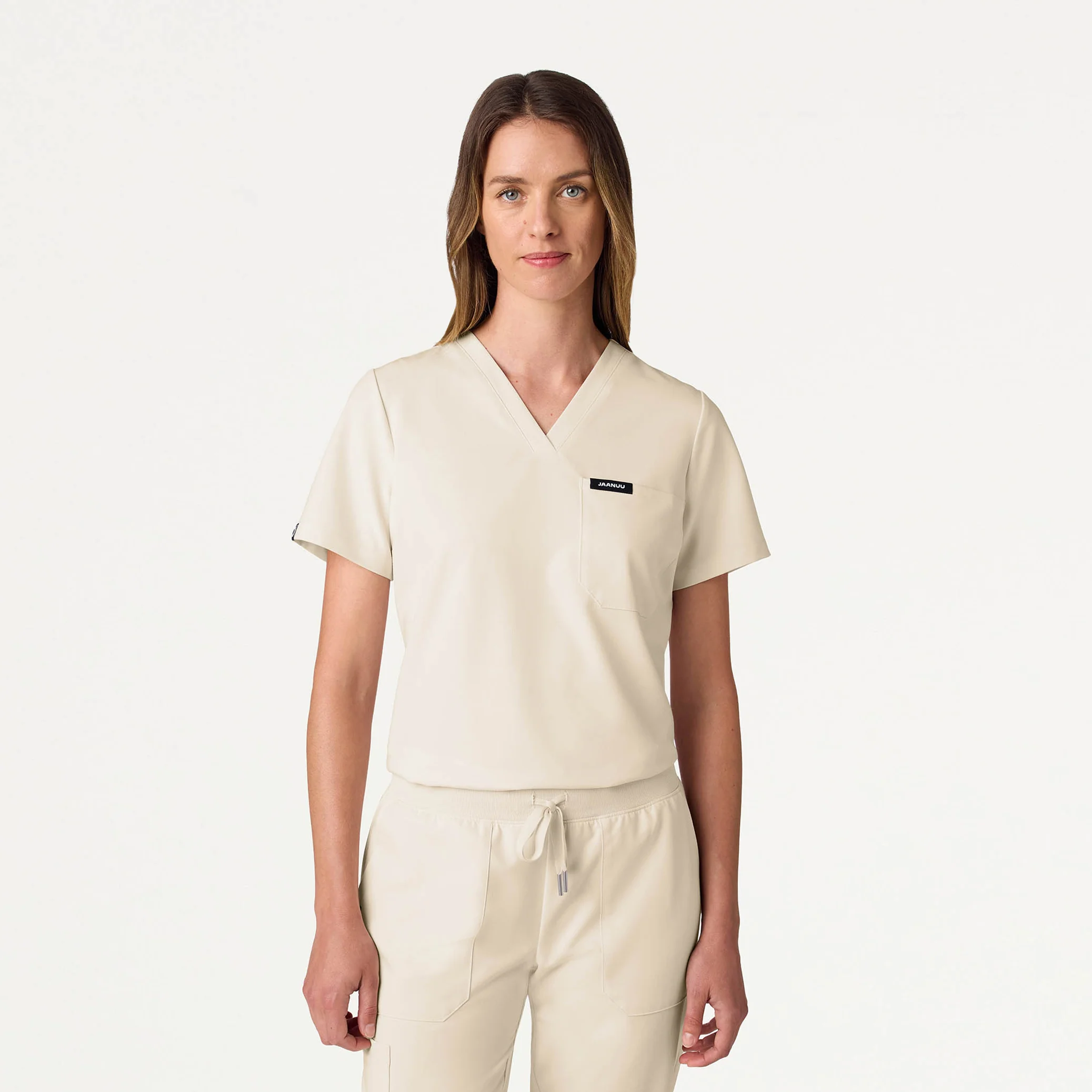 Rhena Slim Essential 1-Pocket Scrub Top - Birch