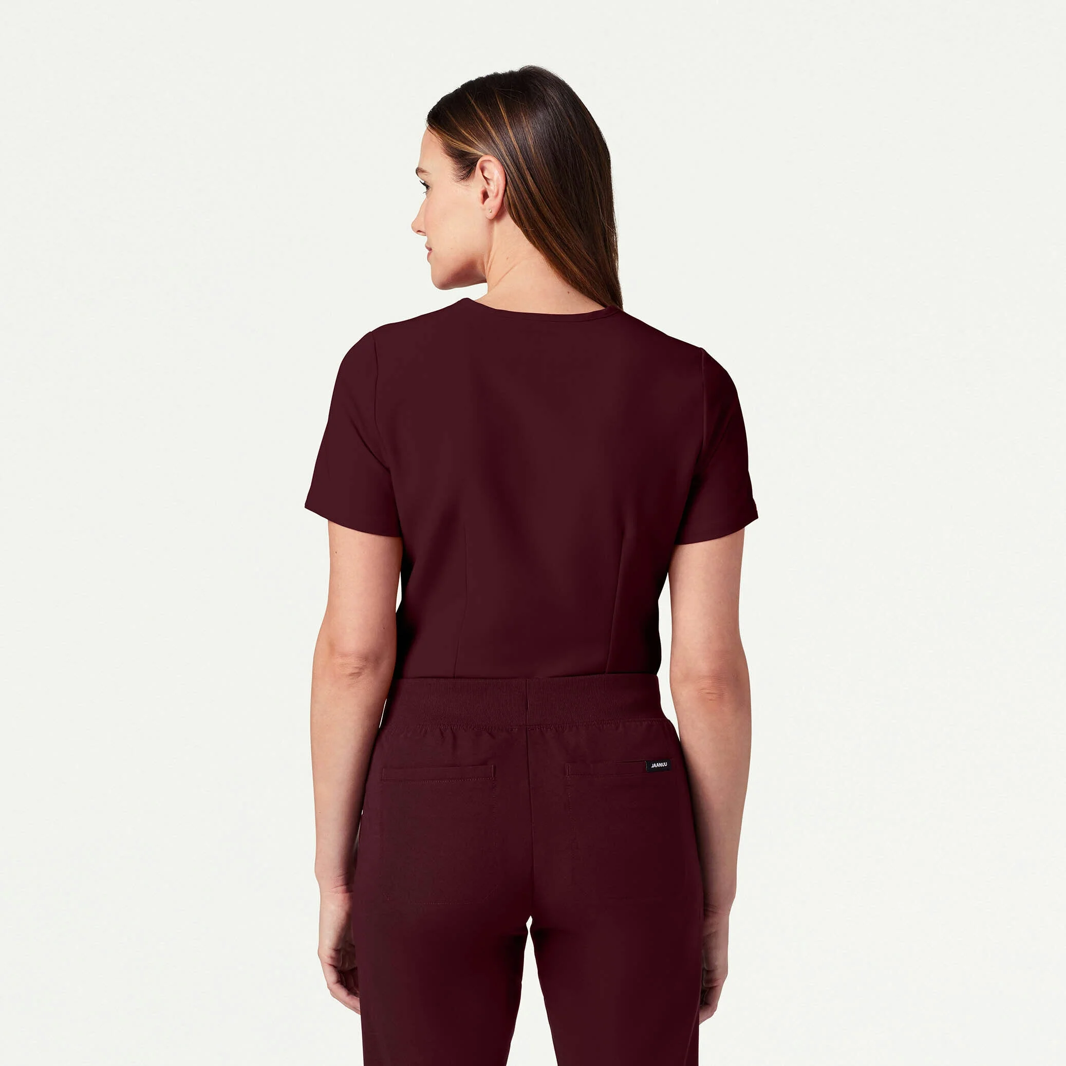 Rhena Slim Essential 1-Pocket Scrub Top - Burgundy - Image 3
