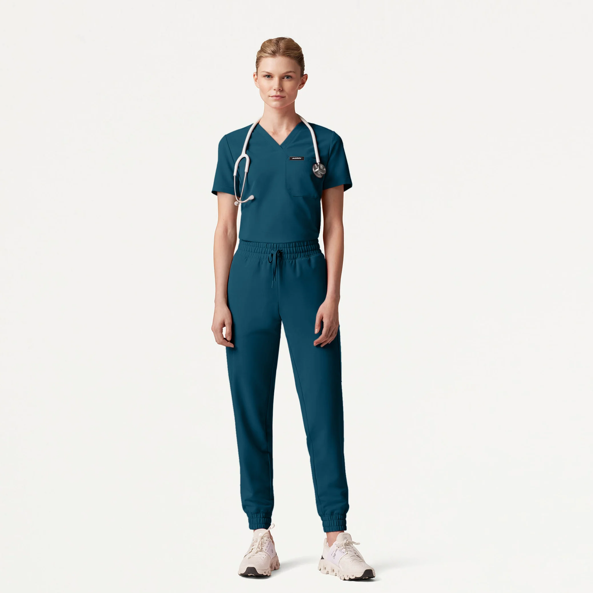 Rhena Slim Essential 1-Pocket Scrub Top - Caribbean Blue - Image 2