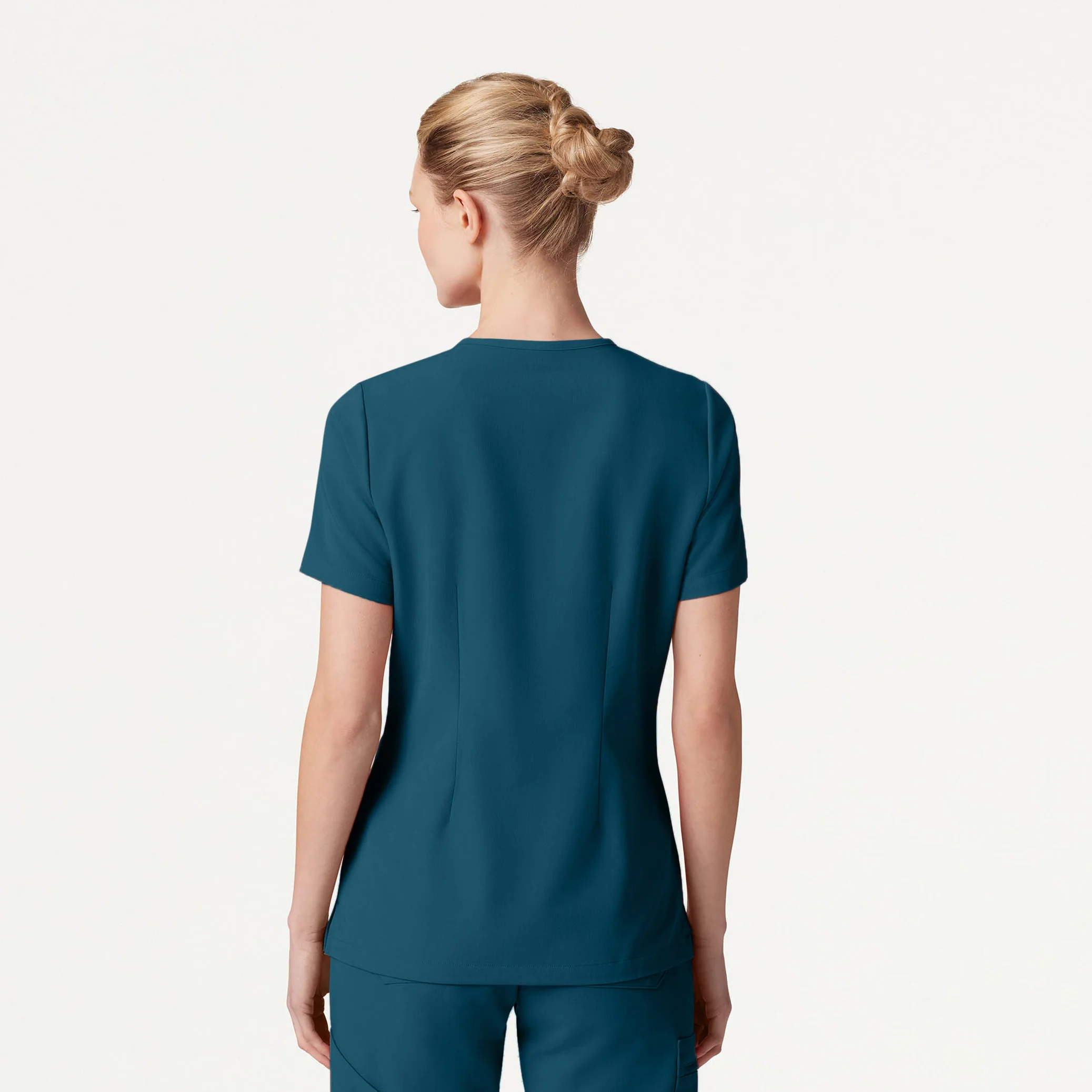 Rhena Slim Essential 1-Pocket Scrub Top - Caribbean Blue - Image 3