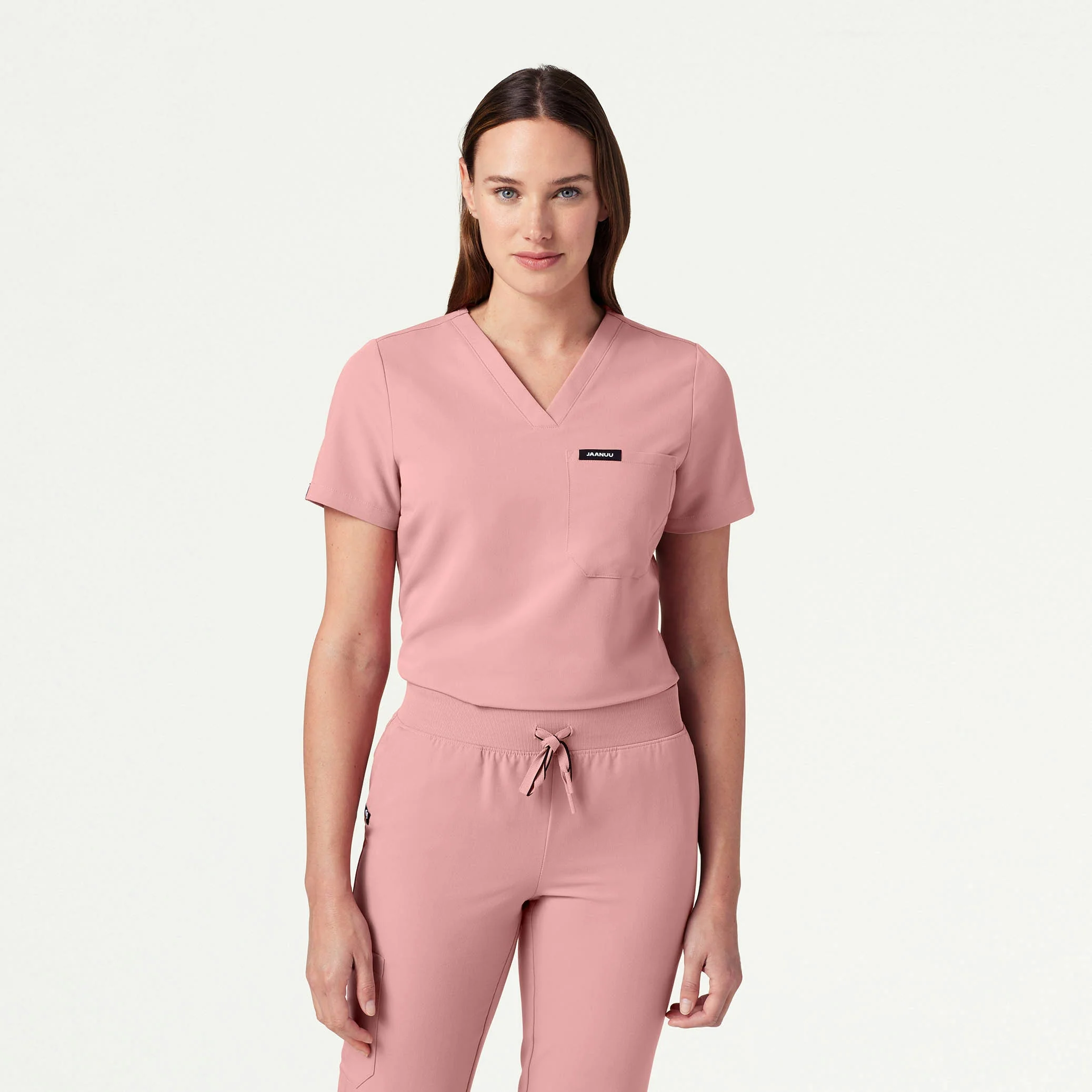 Rhena Slim Essential 1-Pocket Scrub Top - Mauve