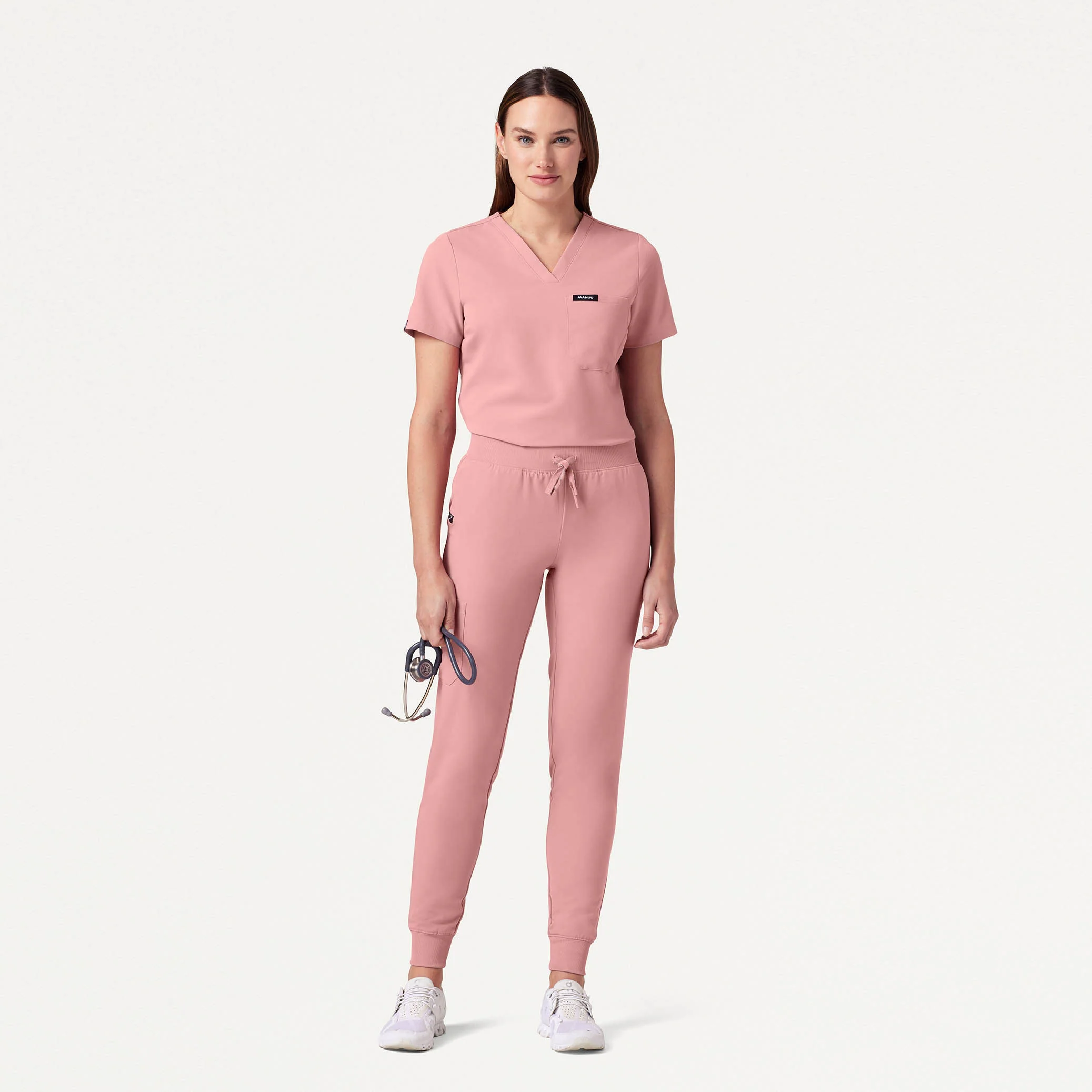 Rhena Slim Essential 1-Pocket Scrub Top - Mauve - Image 2