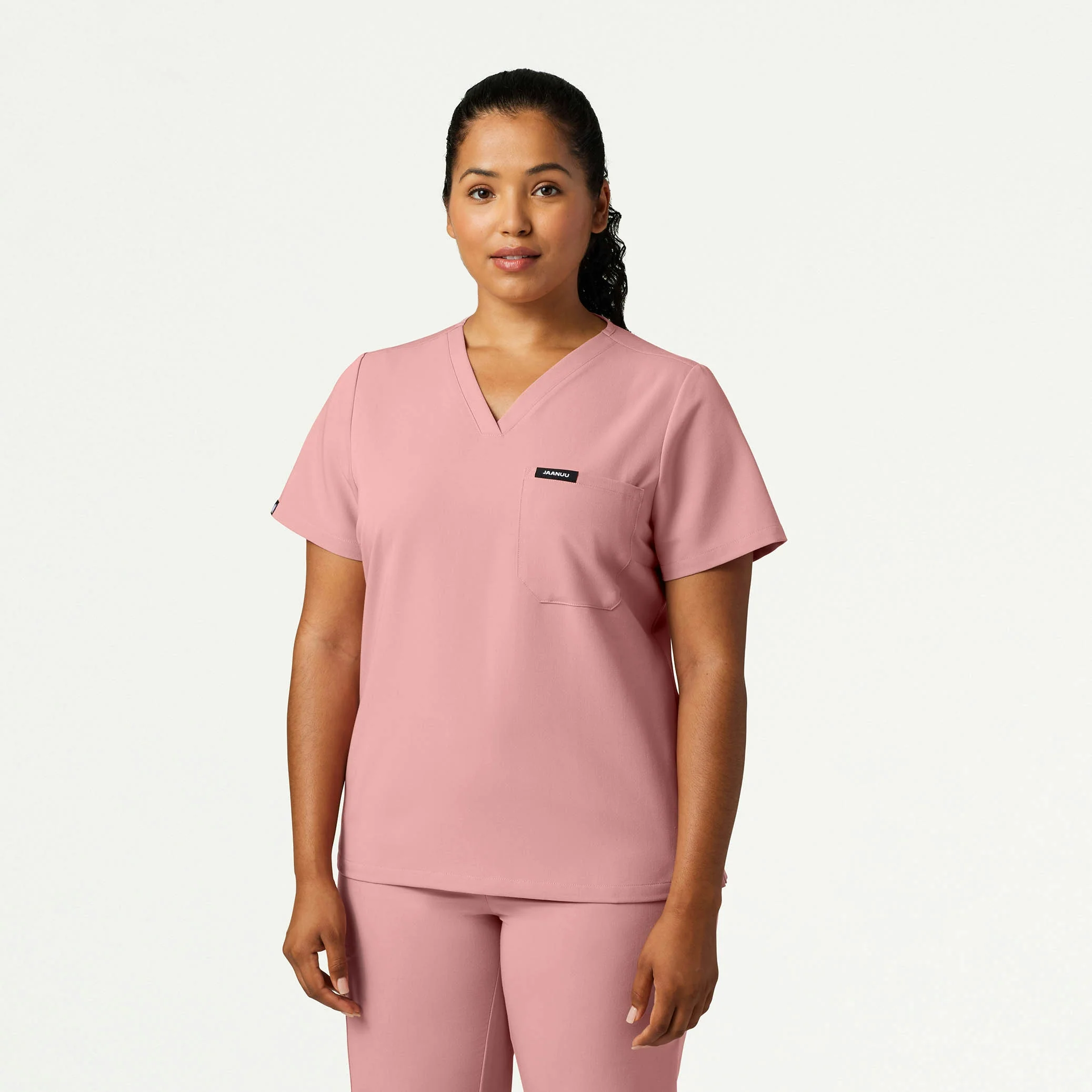 Rhena Slim Essential 1-Pocket Scrub Top - Mauve - Image 5