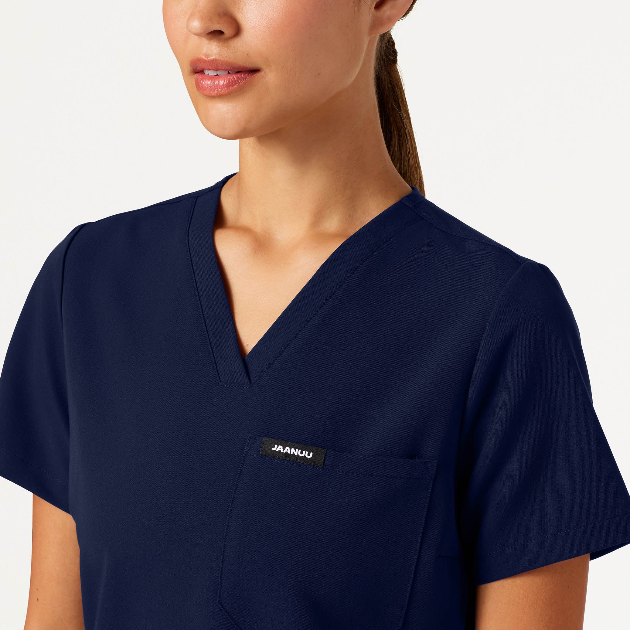 Rhena Slim Essential 1-Pocket Scrub Top - Midnight Navy - Image 5