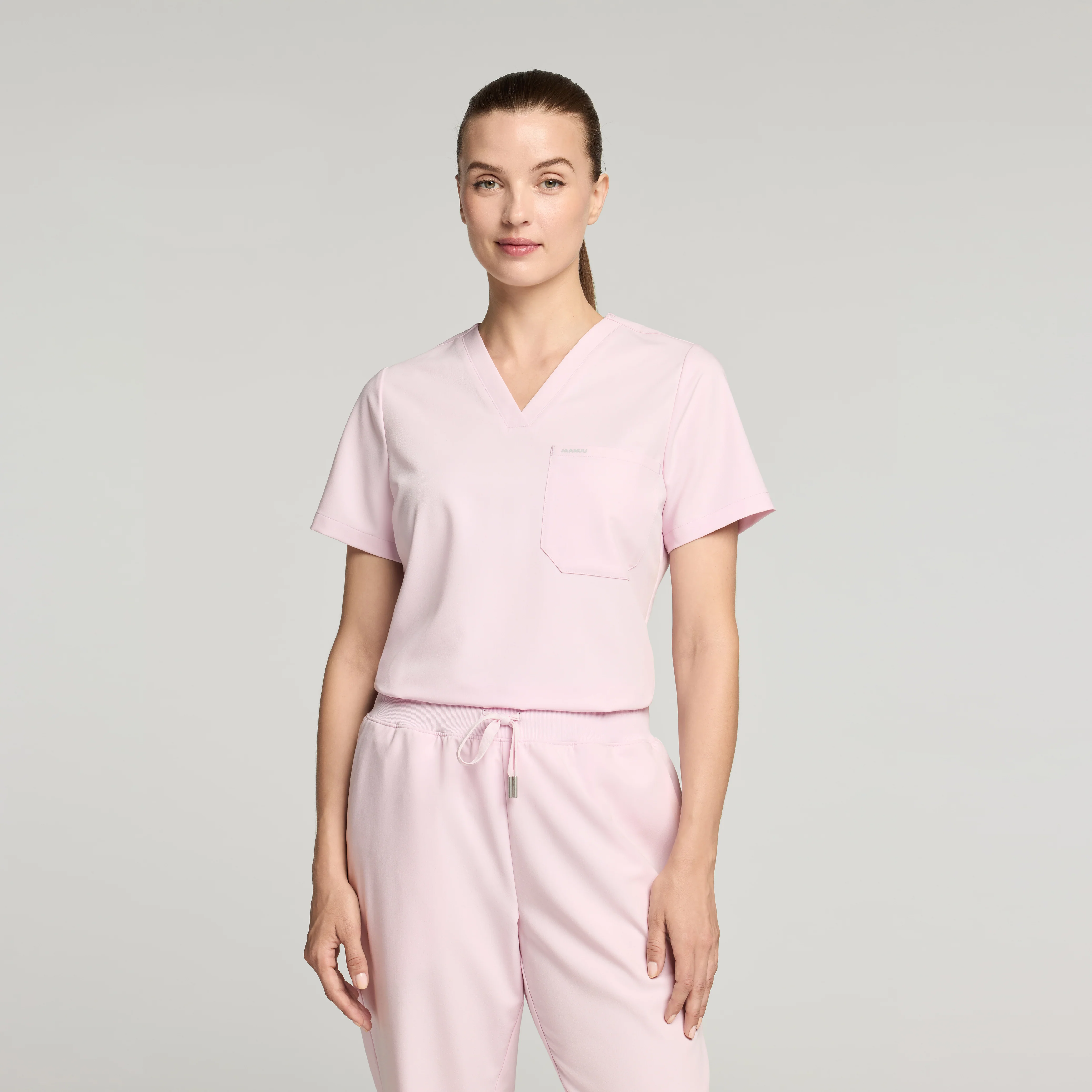 Rhena Slim Essential 1-Pocket Scrub Top - Rose Quartz