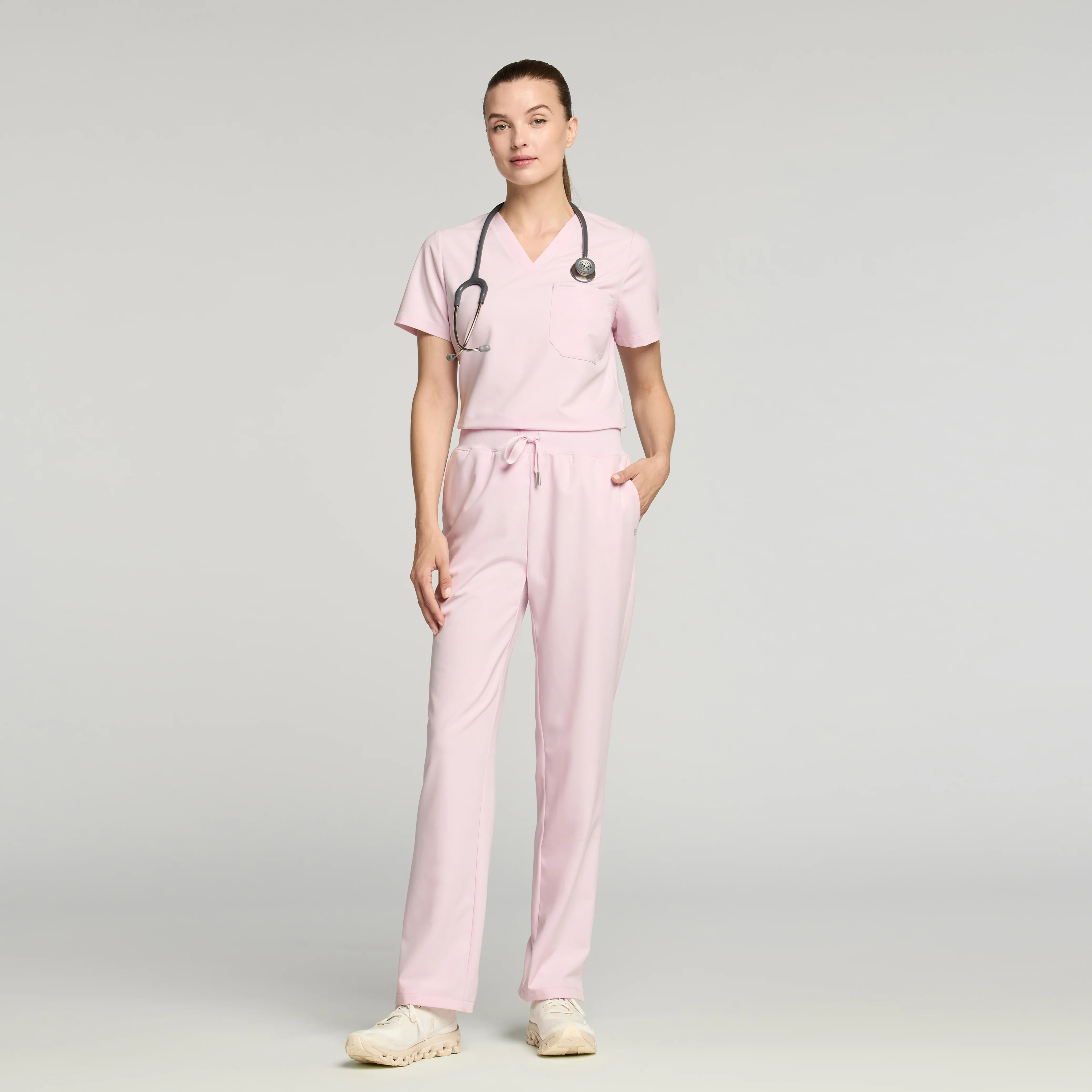 Rhena Slim Essential 1-Pocket Scrub Top - Rose Quartz - Image 2