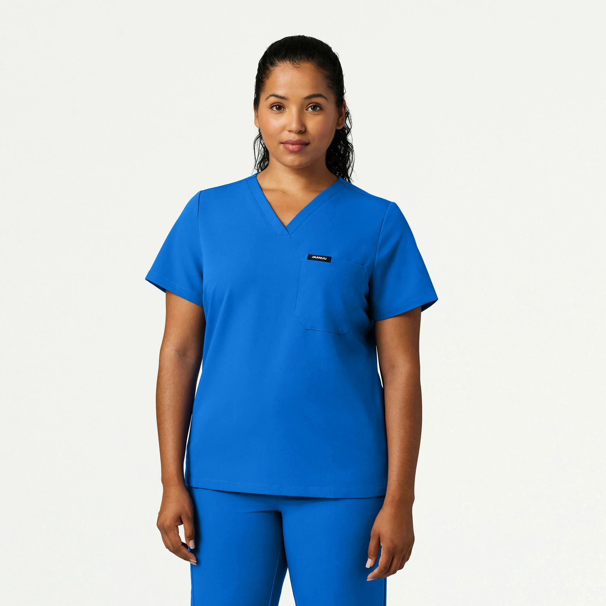 Rhena Slim Essential 1-Pocket Scrub Top - Royal Blue - Image 5