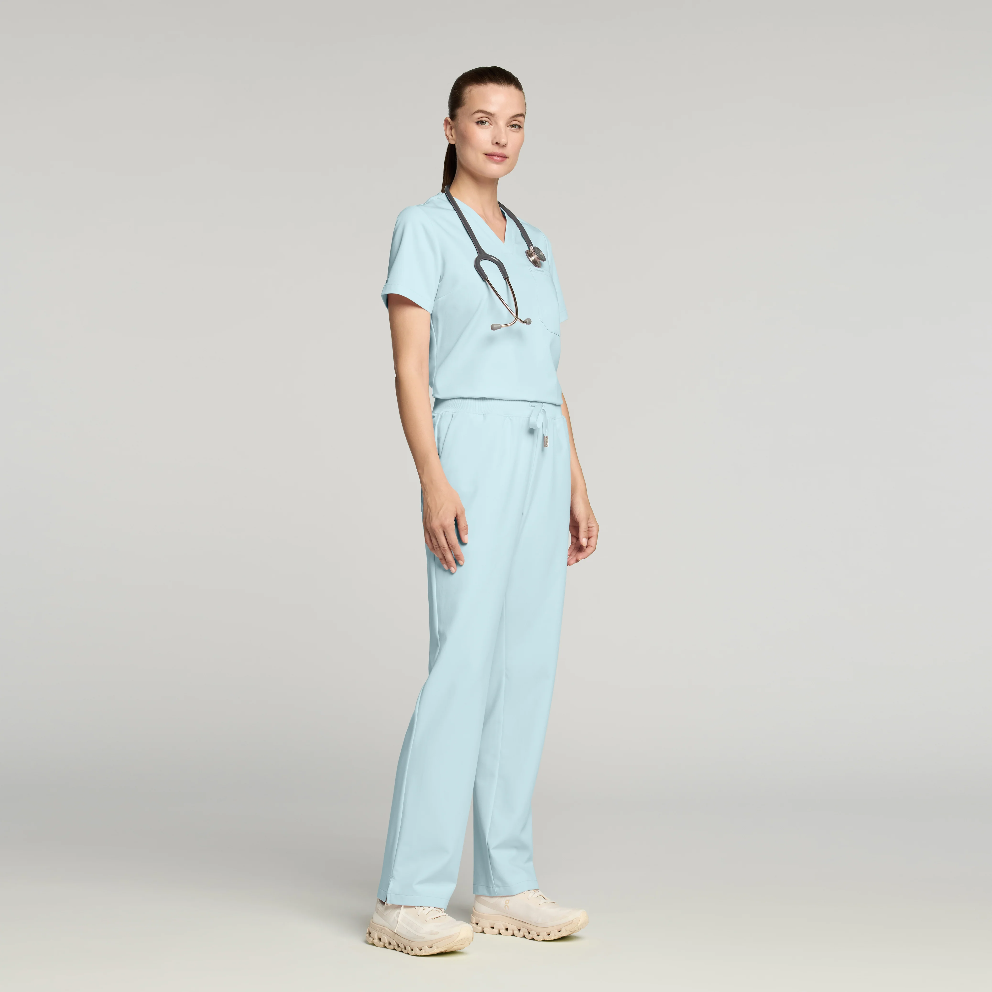 Rhena Slim Essential 1-Pocket Scrub Top - Sky Blue - Image 2