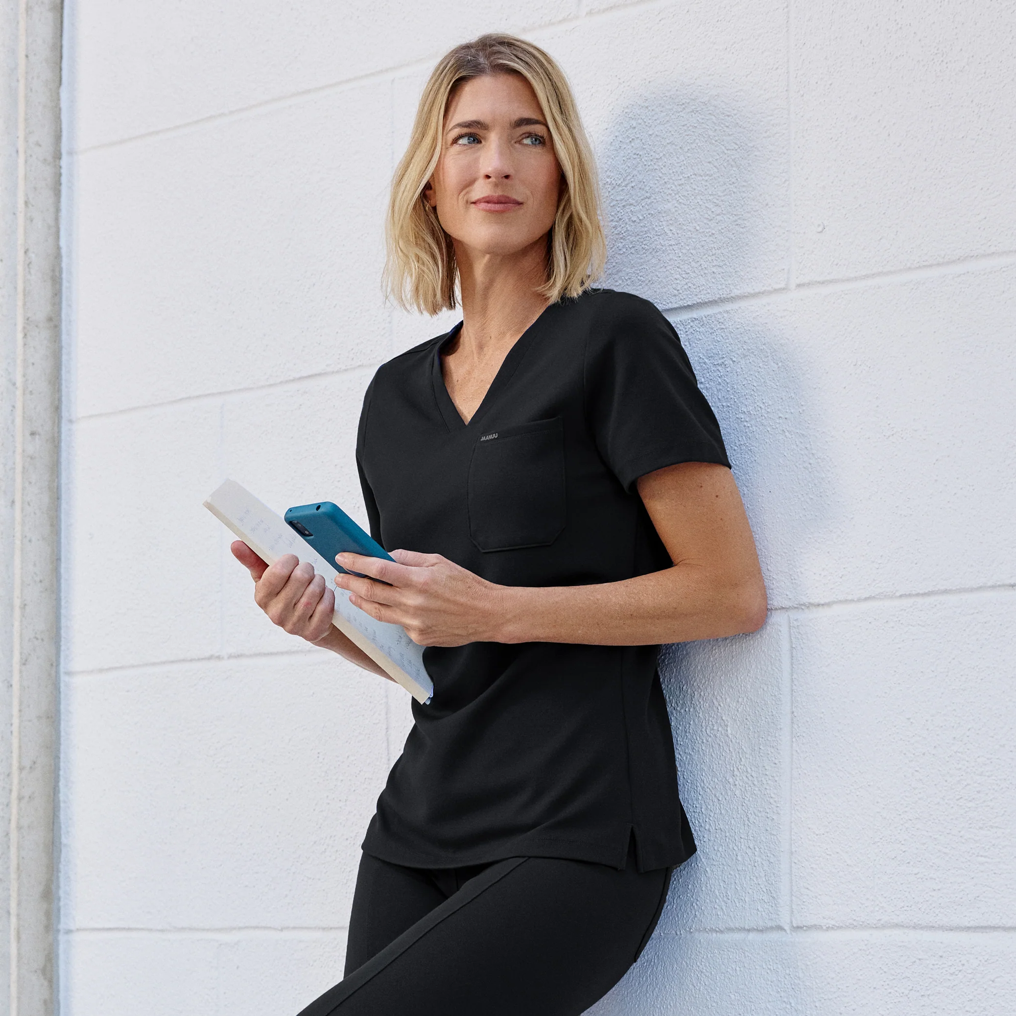 Rhena Slim UltraSOFT™ Scrub Top - Black - Image 2
