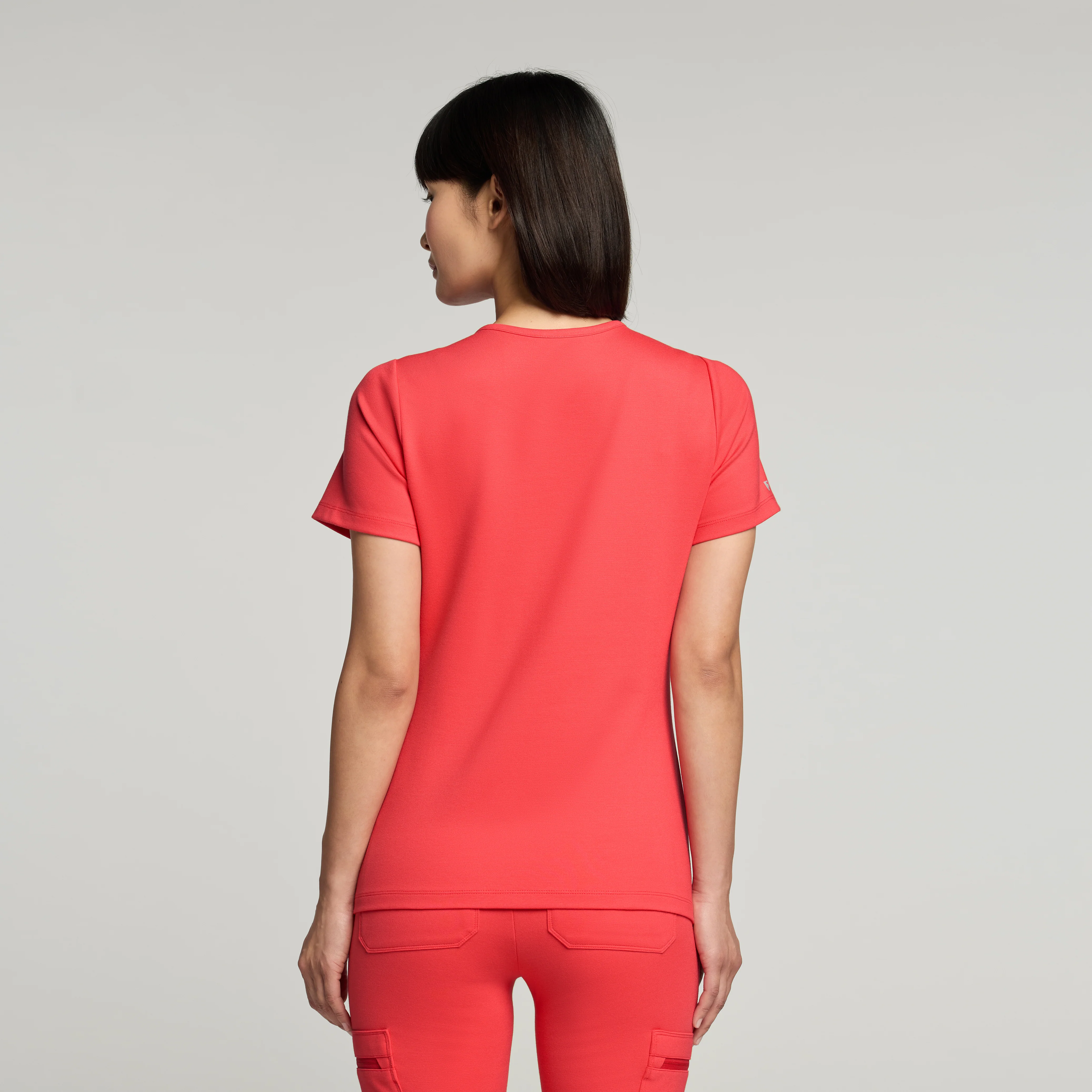 Rhena Slim UltraSOFT™ Scrub Top - Coral - Image 3