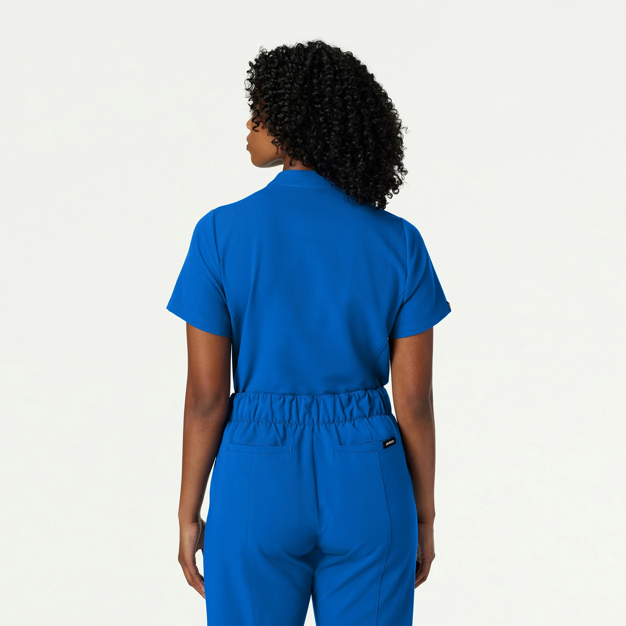 Savi Tuck-In Stand-Collar Scrub Top - Royal Blue - Image 3