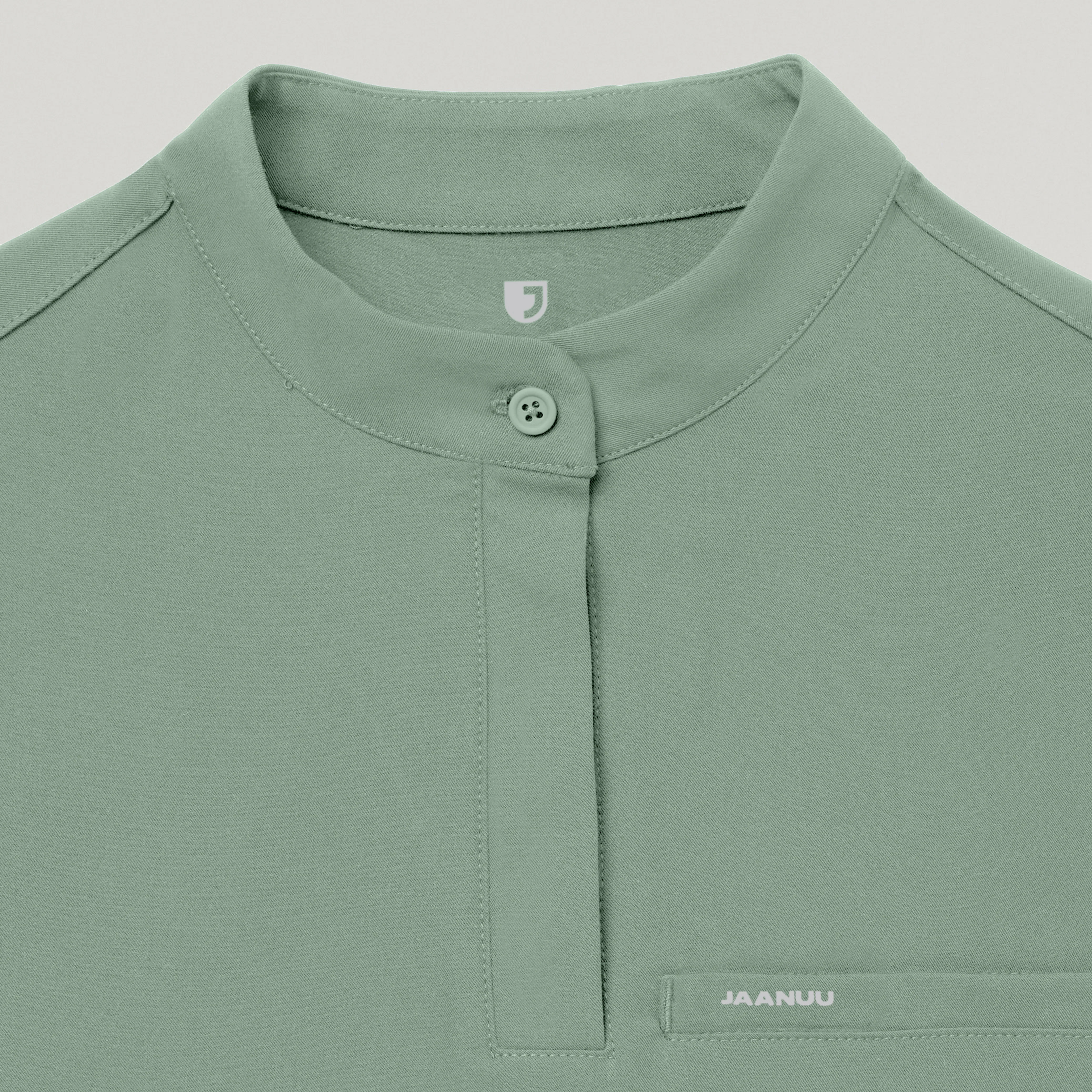 Savi Tuck-In Stand-Collar Scrub Top - Sage - Image 7